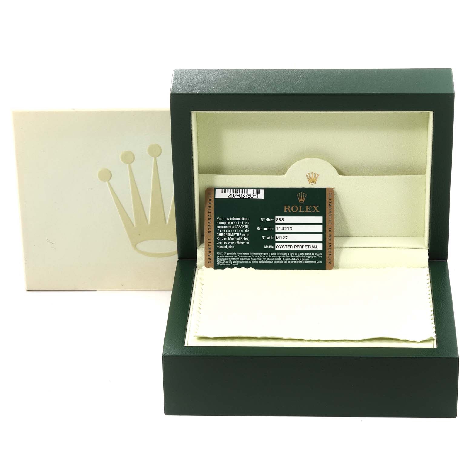 Rolex Air King White Arabic Dial Steel Mens Watch 114210 Box Card