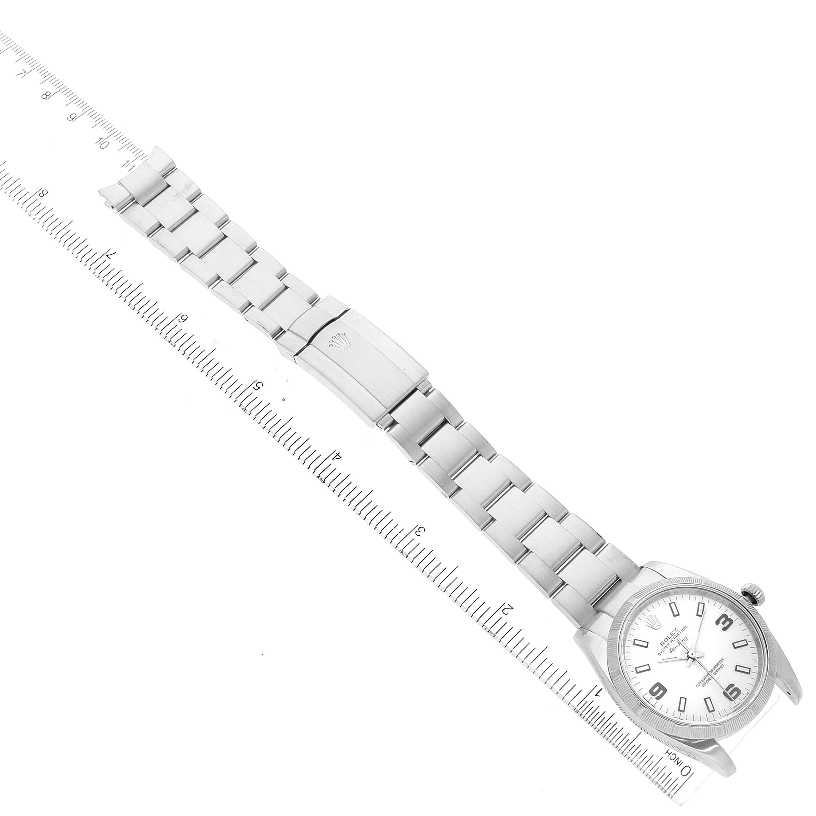 Rolex Air King White Arabic Dial Steel Mens Watch 114210 Box Card