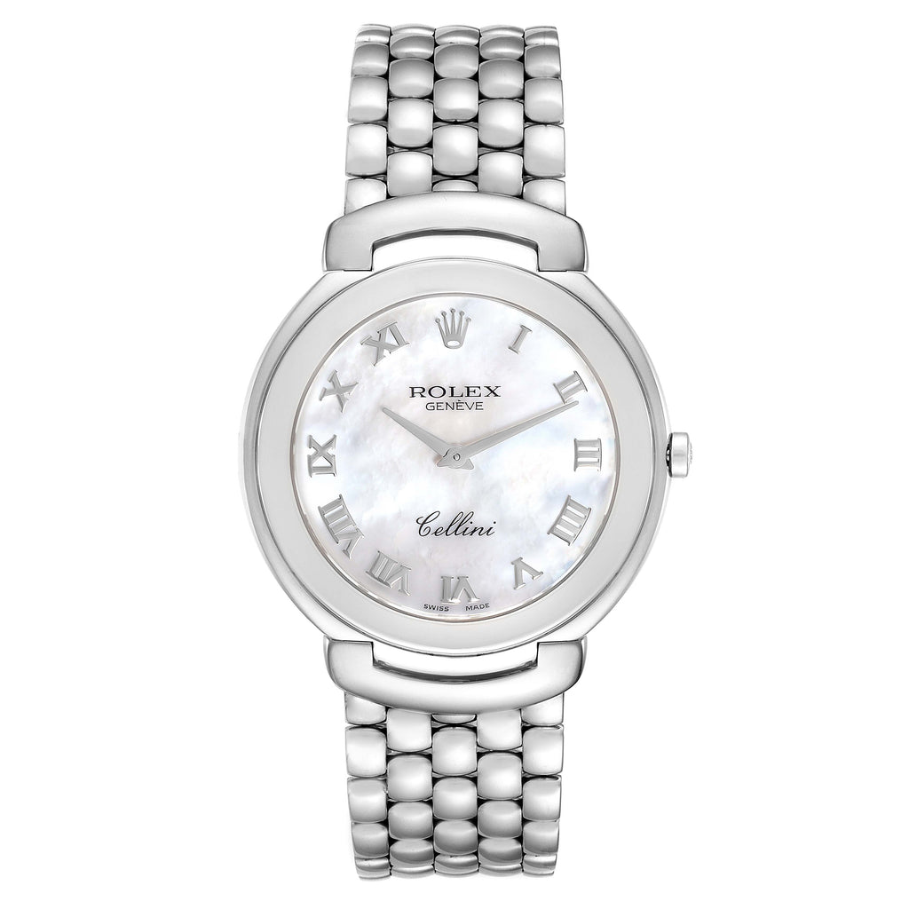 Rolex Cellini 18K White Gold Mother of Pearl Dial Mens Watch 6623