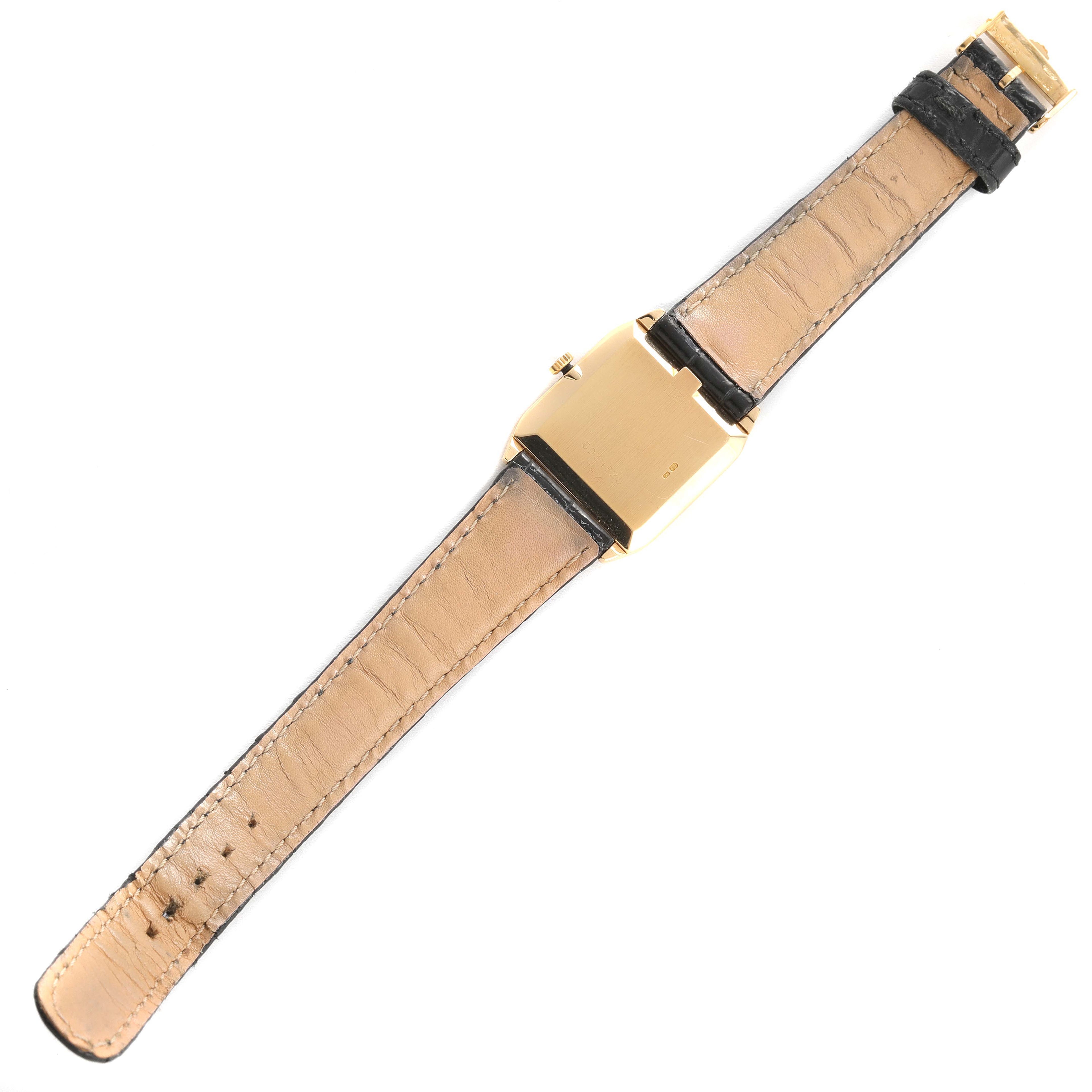 Rolex Cellini 18k Yellow Gold Black Strap Mens Vintage Watch 4135