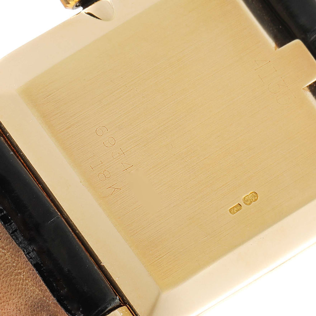 Rolex Cellini 18k Yellow Gold Black Strap Mens Vintage Watch 4135