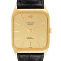 Rolex Cellini 18k Yellow Gold Black Strap Mens Vintage Watch 4135
