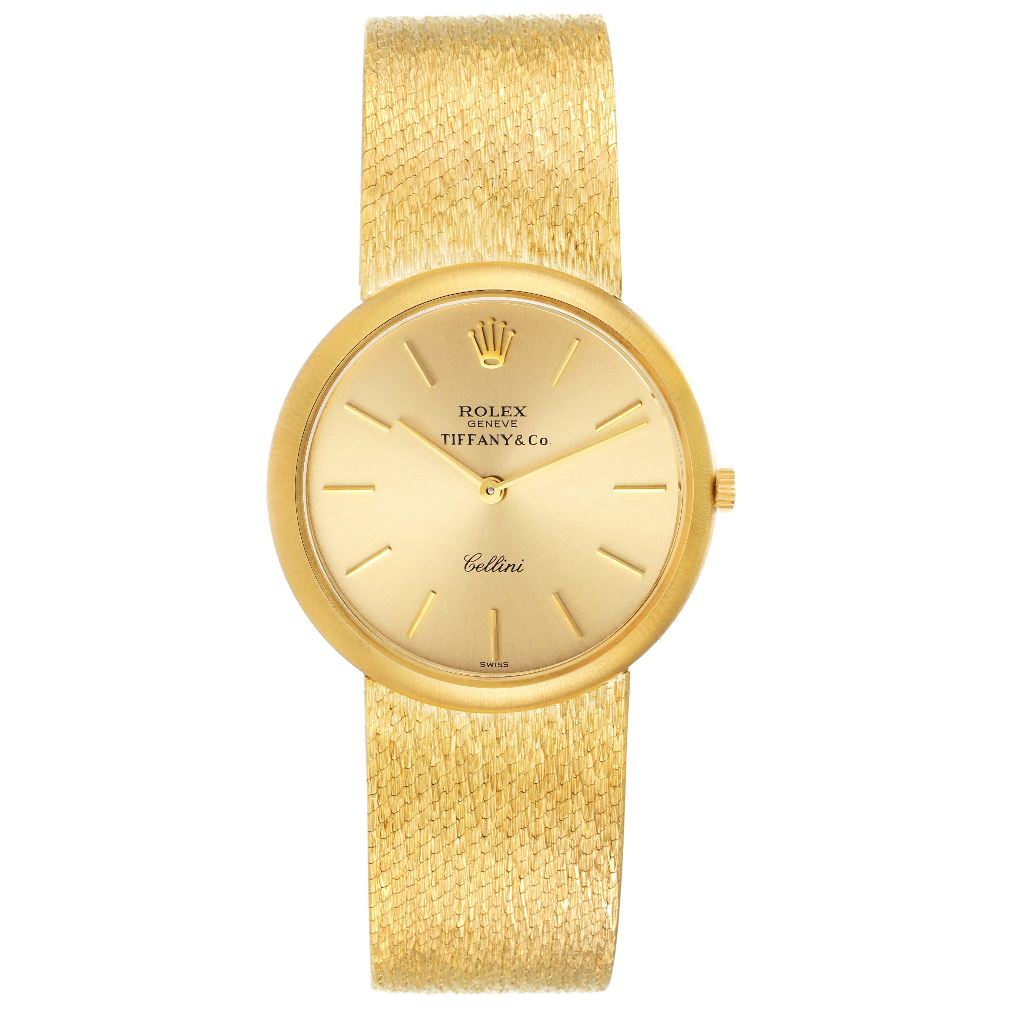 Rolex Cellini 18k Yellow Gold Champagne Tiffany Dial Vintage Mens Watch