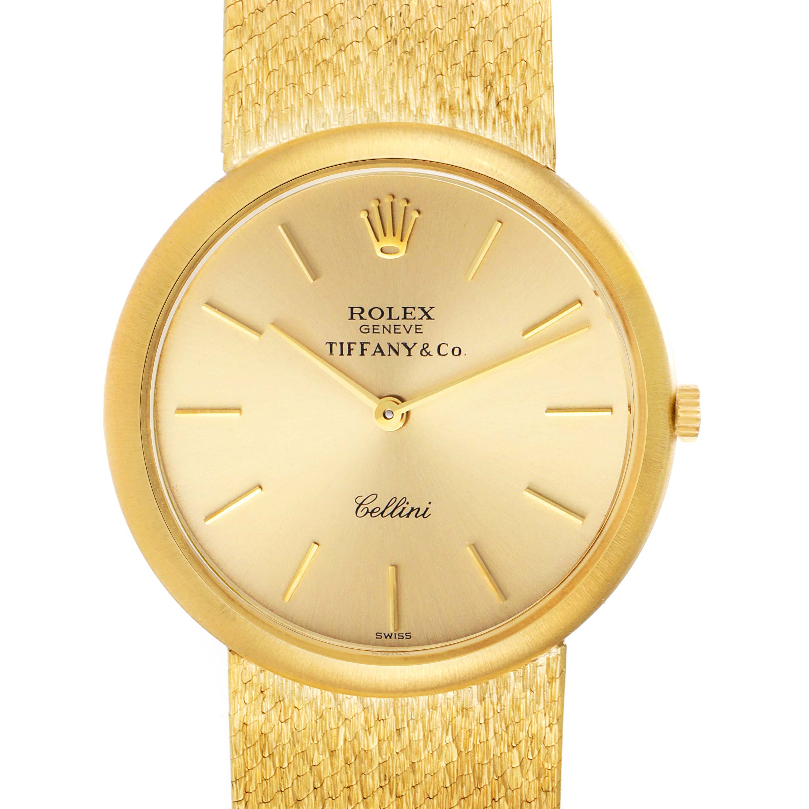Rolex Cellini 18k Yellow Gold Champagne Tiffany Dial Vintage Mens Watch