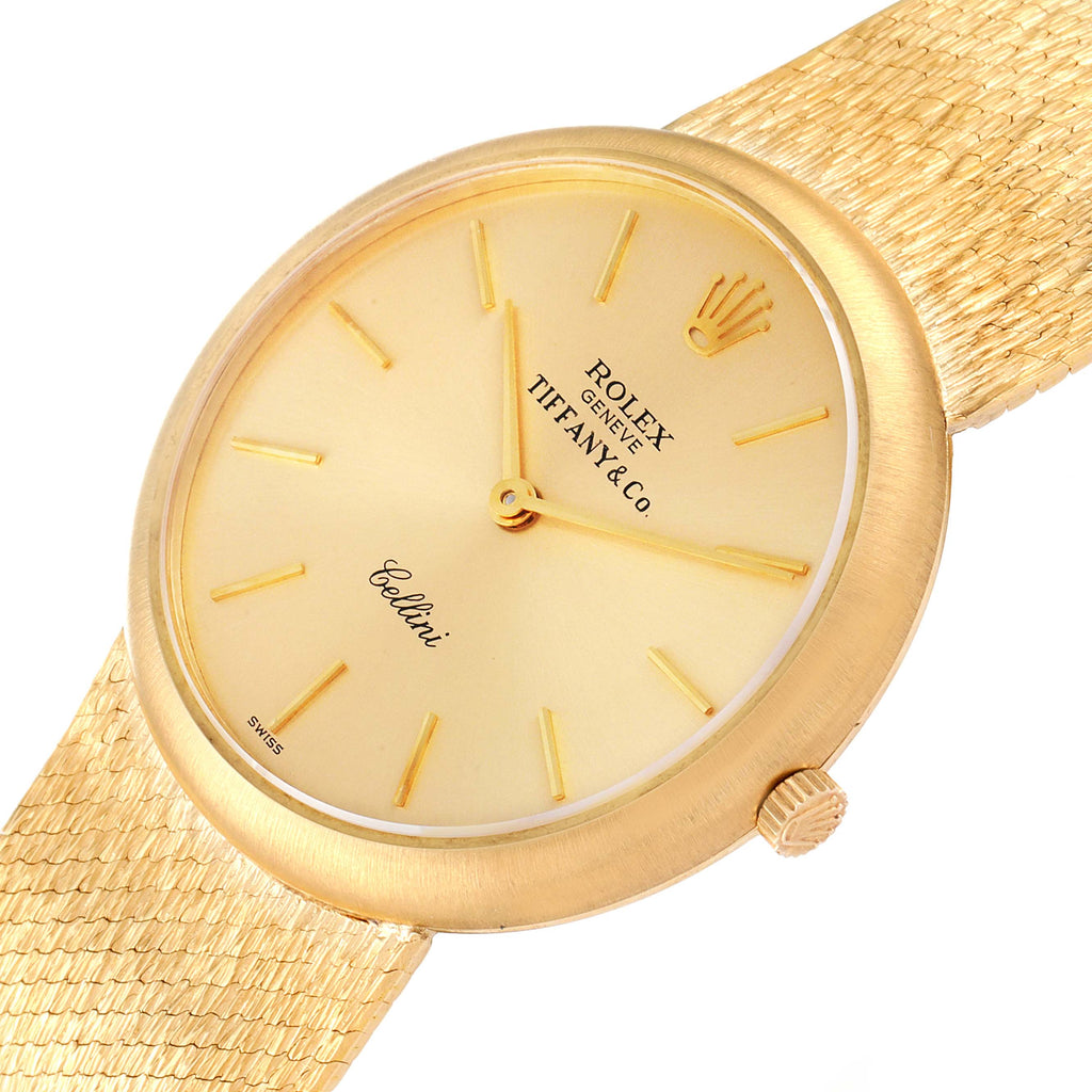 Rolex Cellini 18k Yellow Gold Champagne Tiffany Dial Vintage Mens Watch