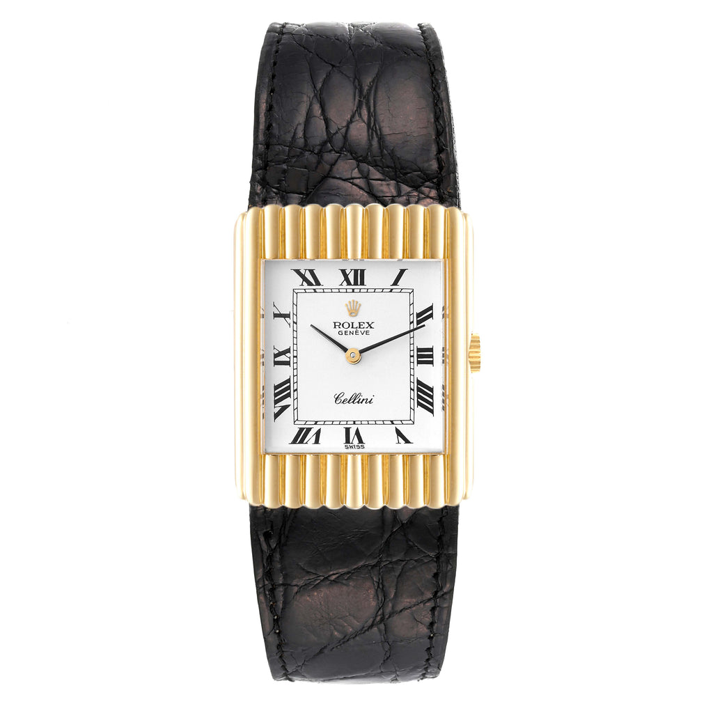 Rolex Cellini 18K Yellow Gold White Dial Vintage Mens Watch 4016