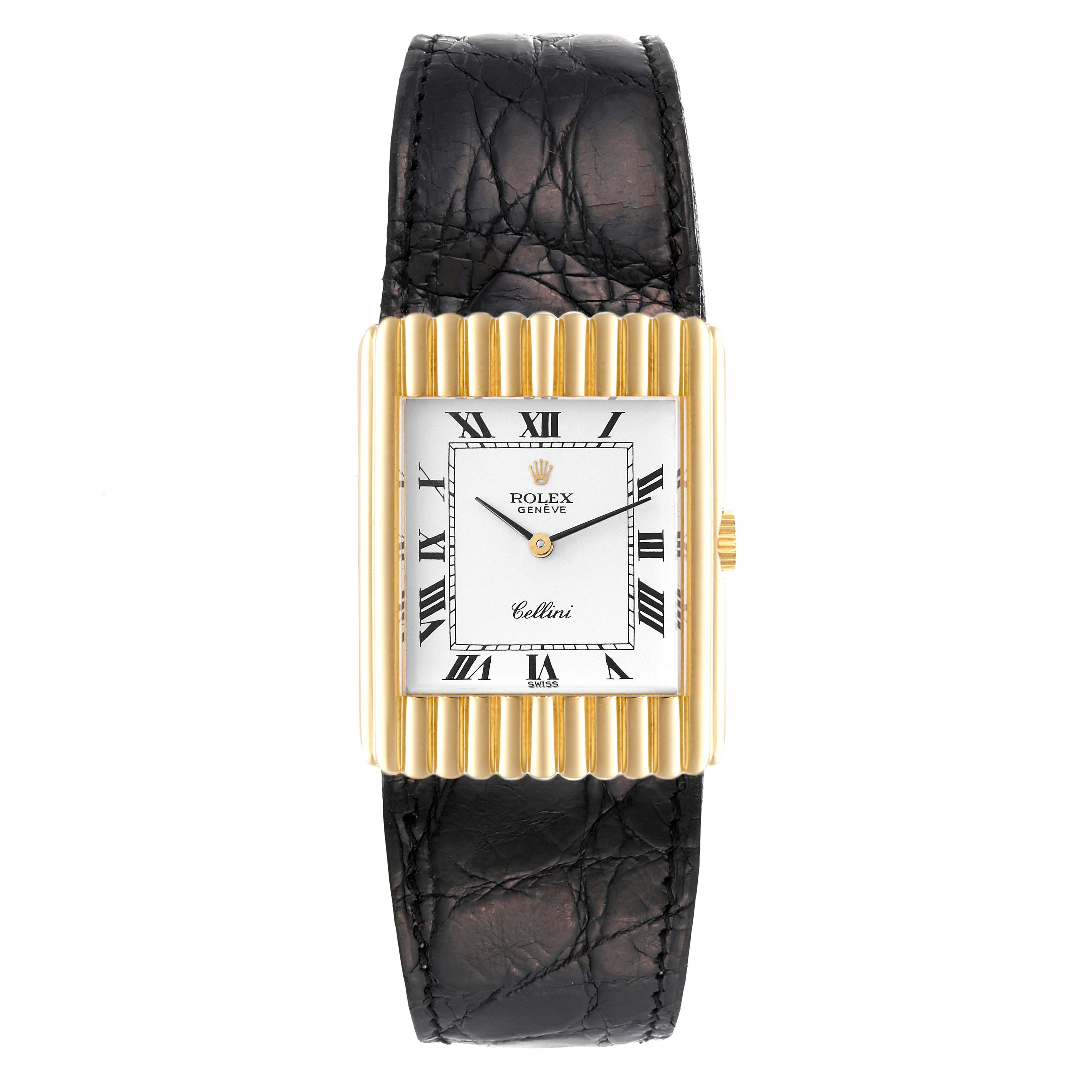 Rolex Cellini 18K Yellow Gold White Dial Vintage Mens Watch 4016