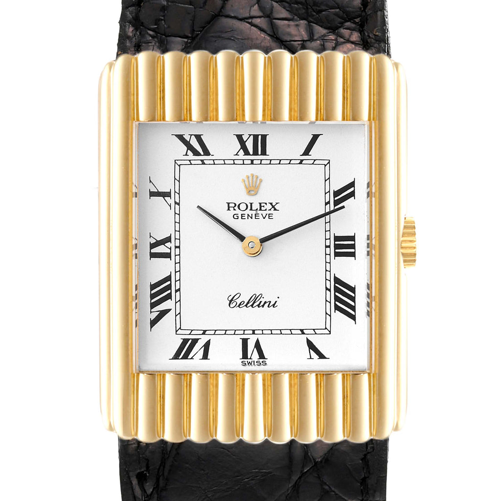 Rolex Cellini 18K Yellow Gold White Dial Vintage Mens Watch 4016