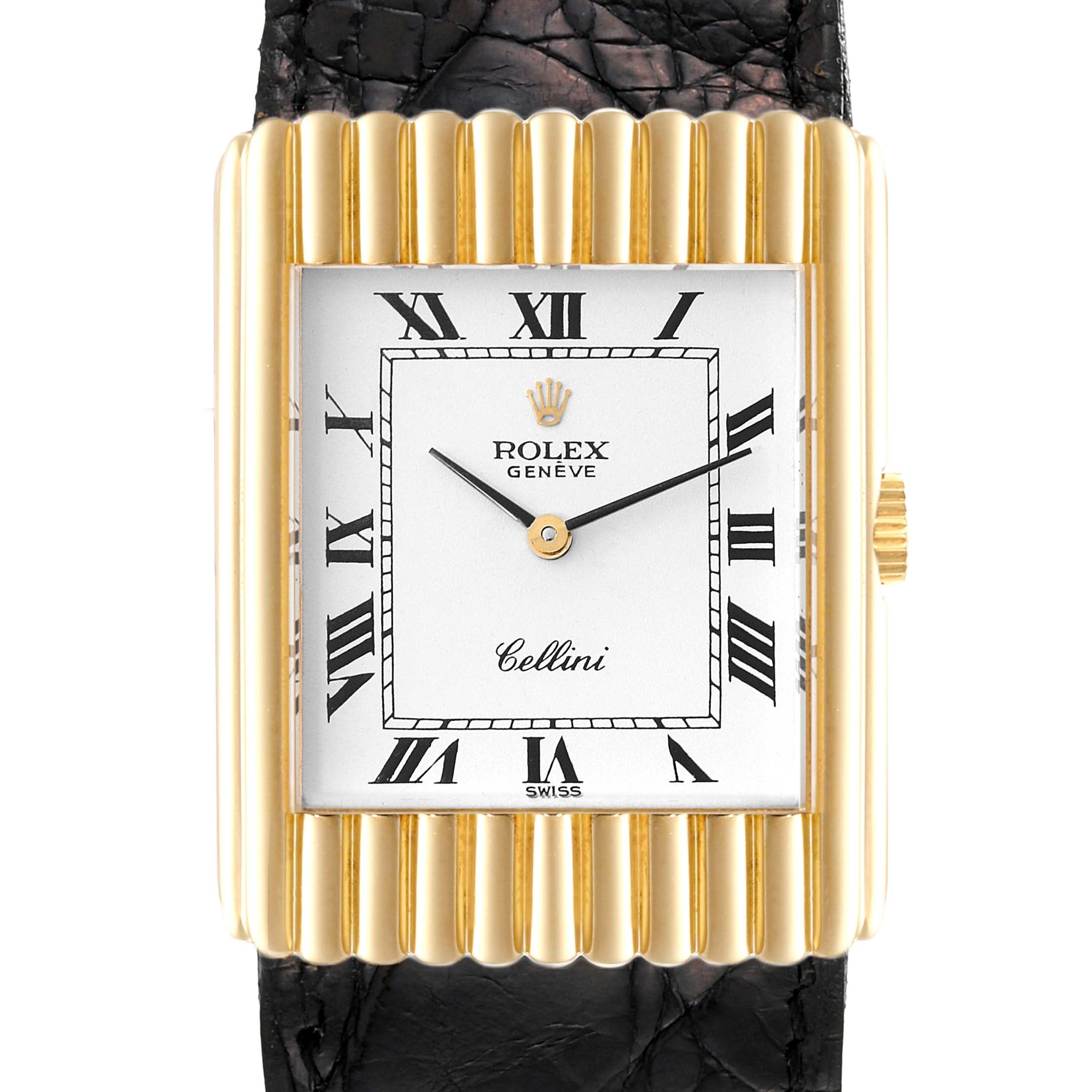 Rolex Cellini 18K Yellow Gold White Dial Vintage Mens Watch 4016