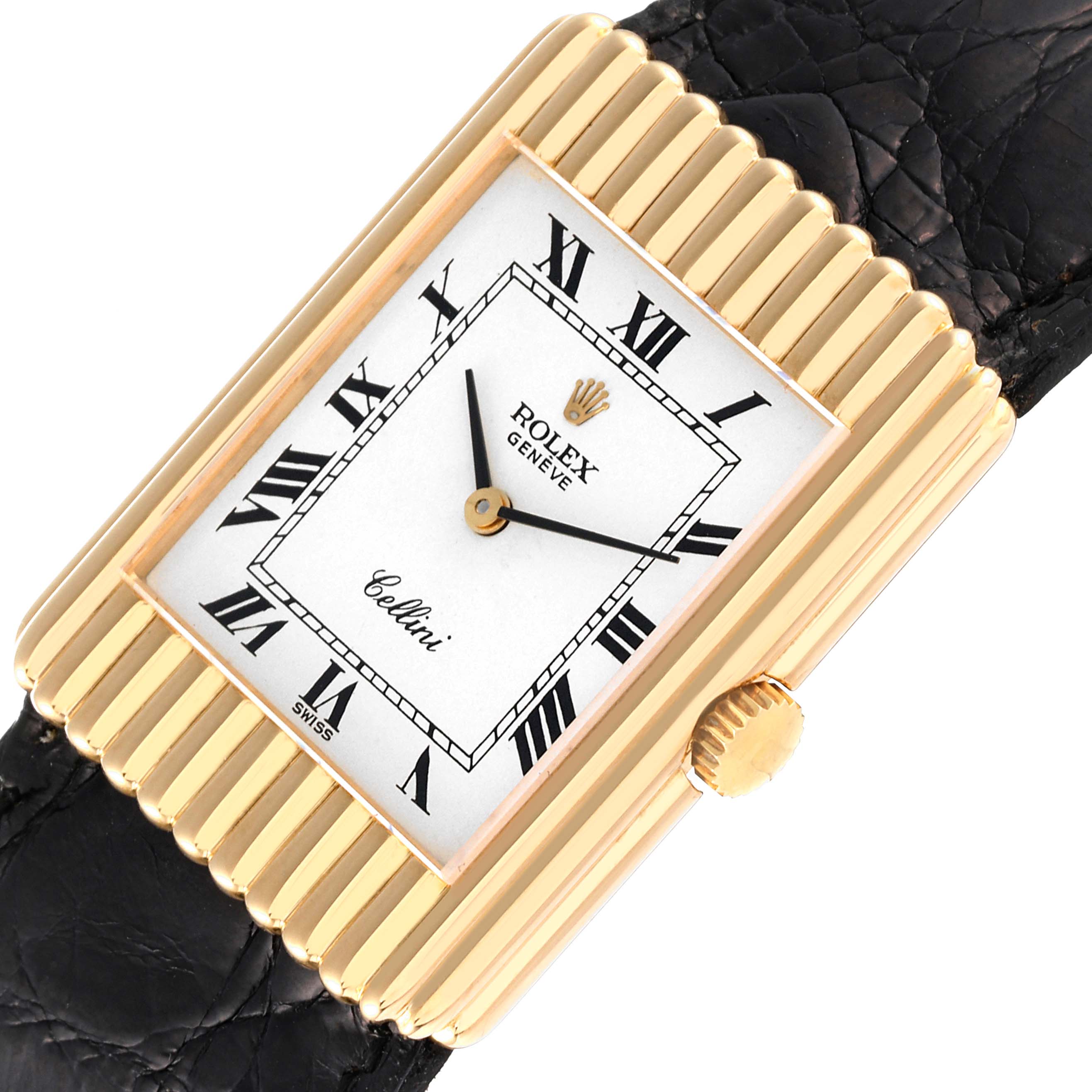 Rolex Cellini 18K Yellow Gold White Dial Vintage Mens Watch 4016