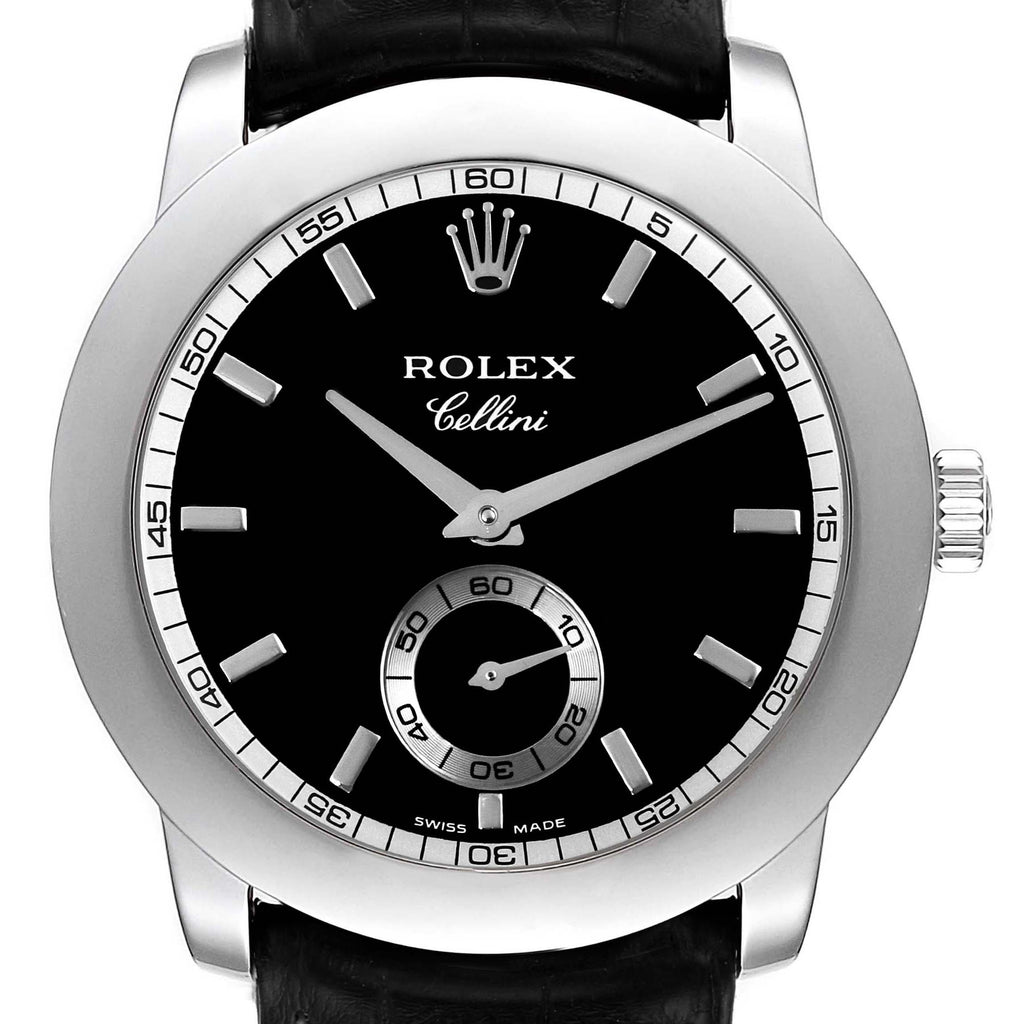 Rolex Cellini Cellinium 38mm Platinum Black Dial Mens Watch 5241