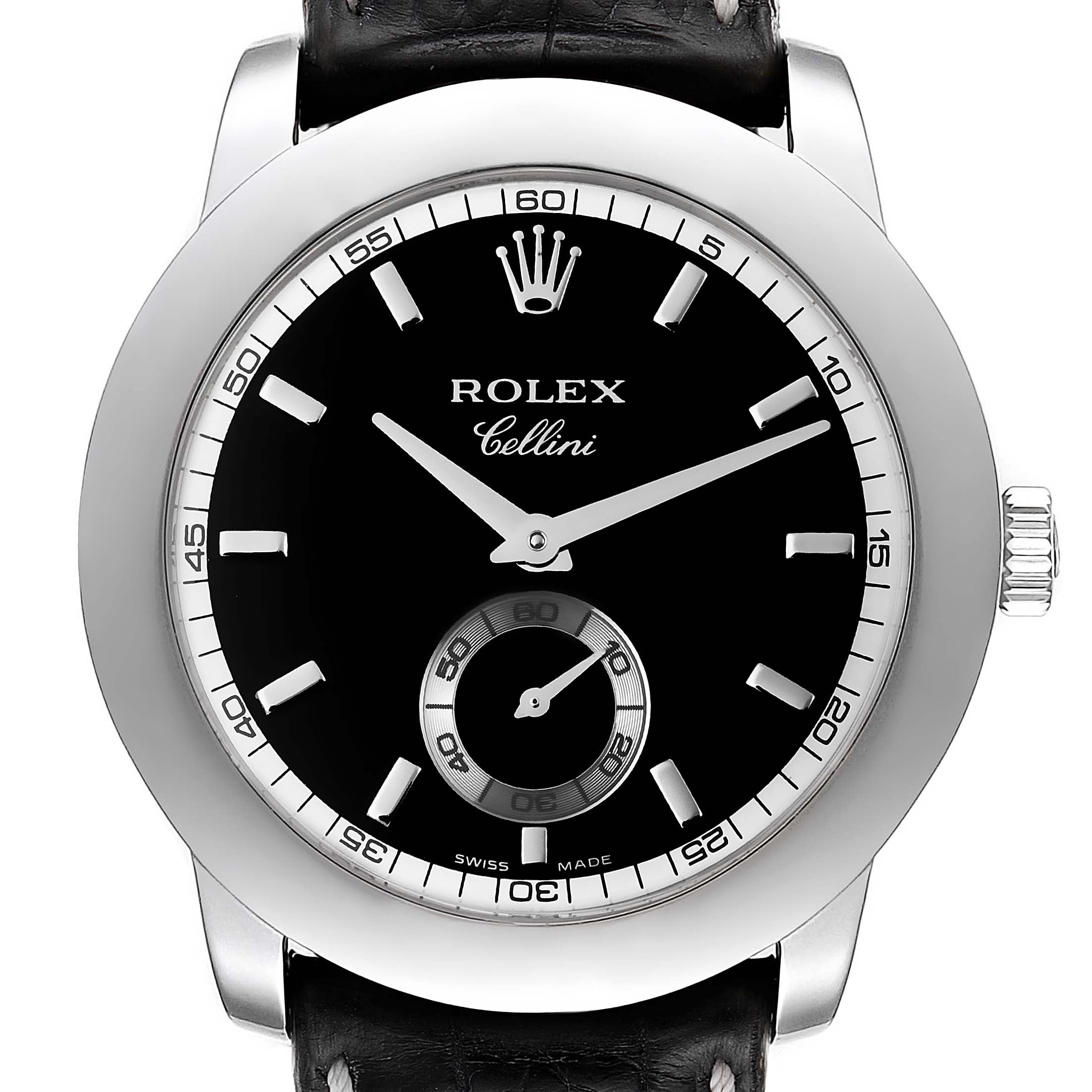 Rolex Cellini Cellinium 35mm Platinum Black Dial Mens Watch 5241 Box Card
