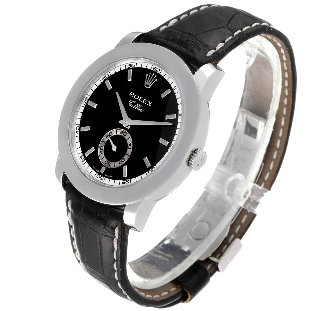 Rolex Cellini Cellinium 35mm Platinum Black Dial Mens Watch 5241 Box Card