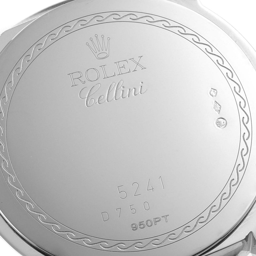 Rolex Cellini Cellinium 35mm Platinum Black Dial Mens Watch 5241 Box Card
