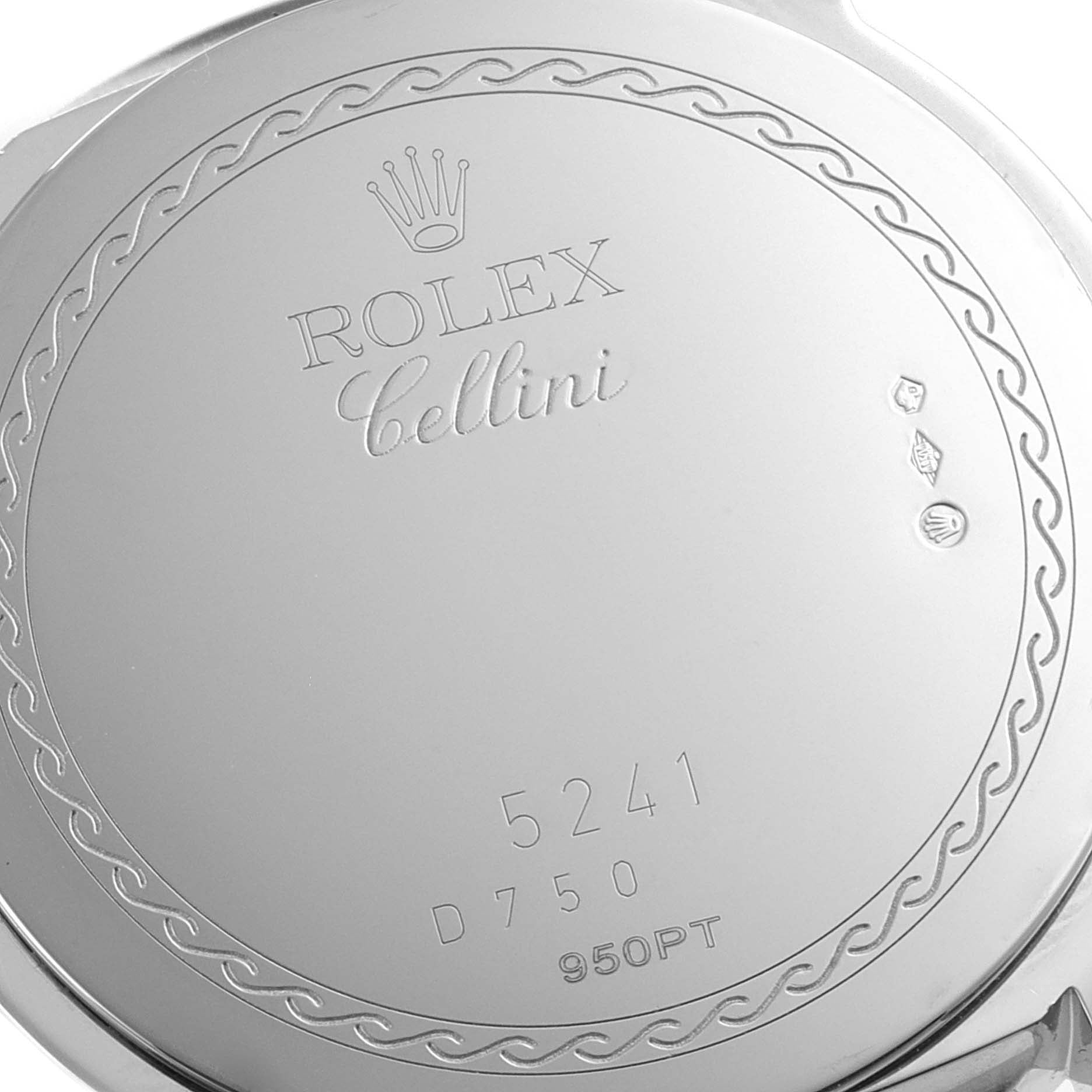 Rolex Cellini Cellinium 35mm Platinum Black Dial Mens Watch 5241 Box Card