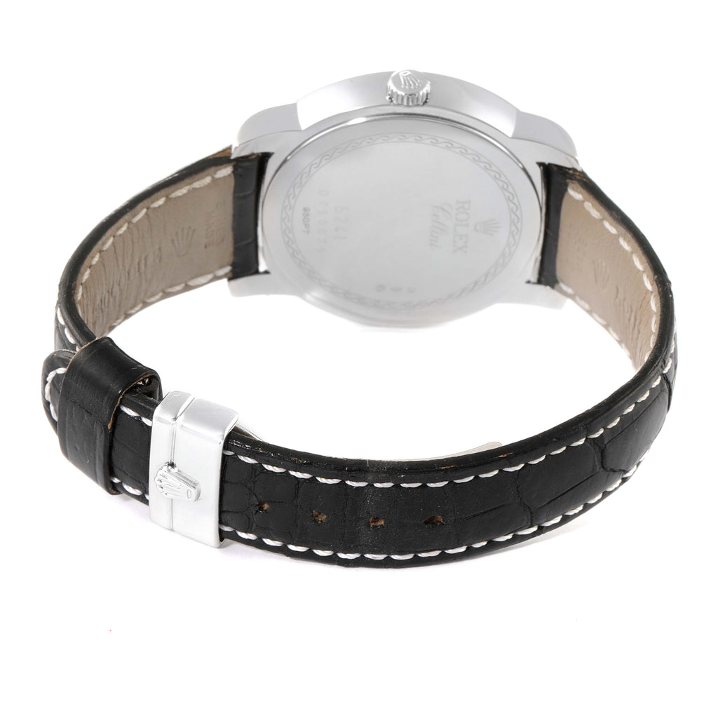 Rolex Cellini Cellinium 35mm Platinum Black Dial Mens Watch 5241 Box Card