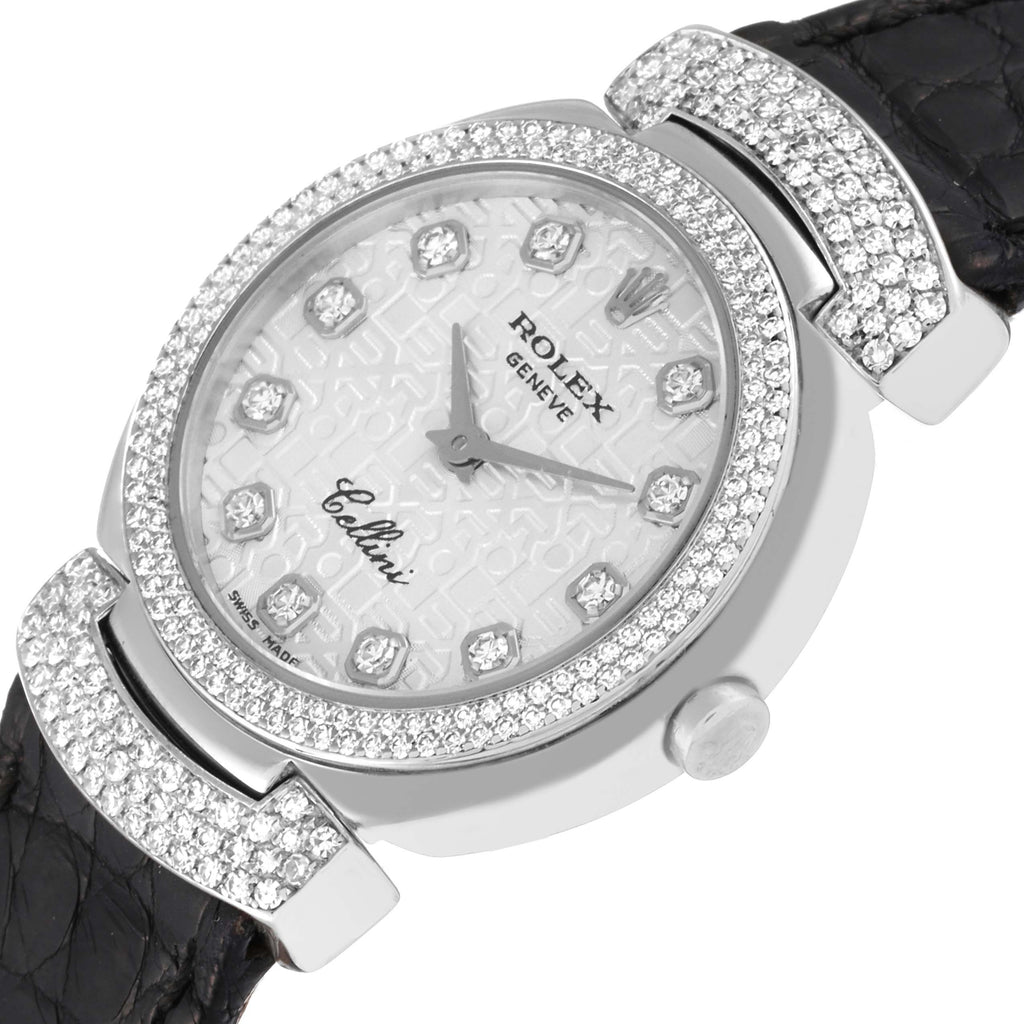 Rolex Cellini Cellissima 26mm White Gold Diamond Ladies Watch 6673