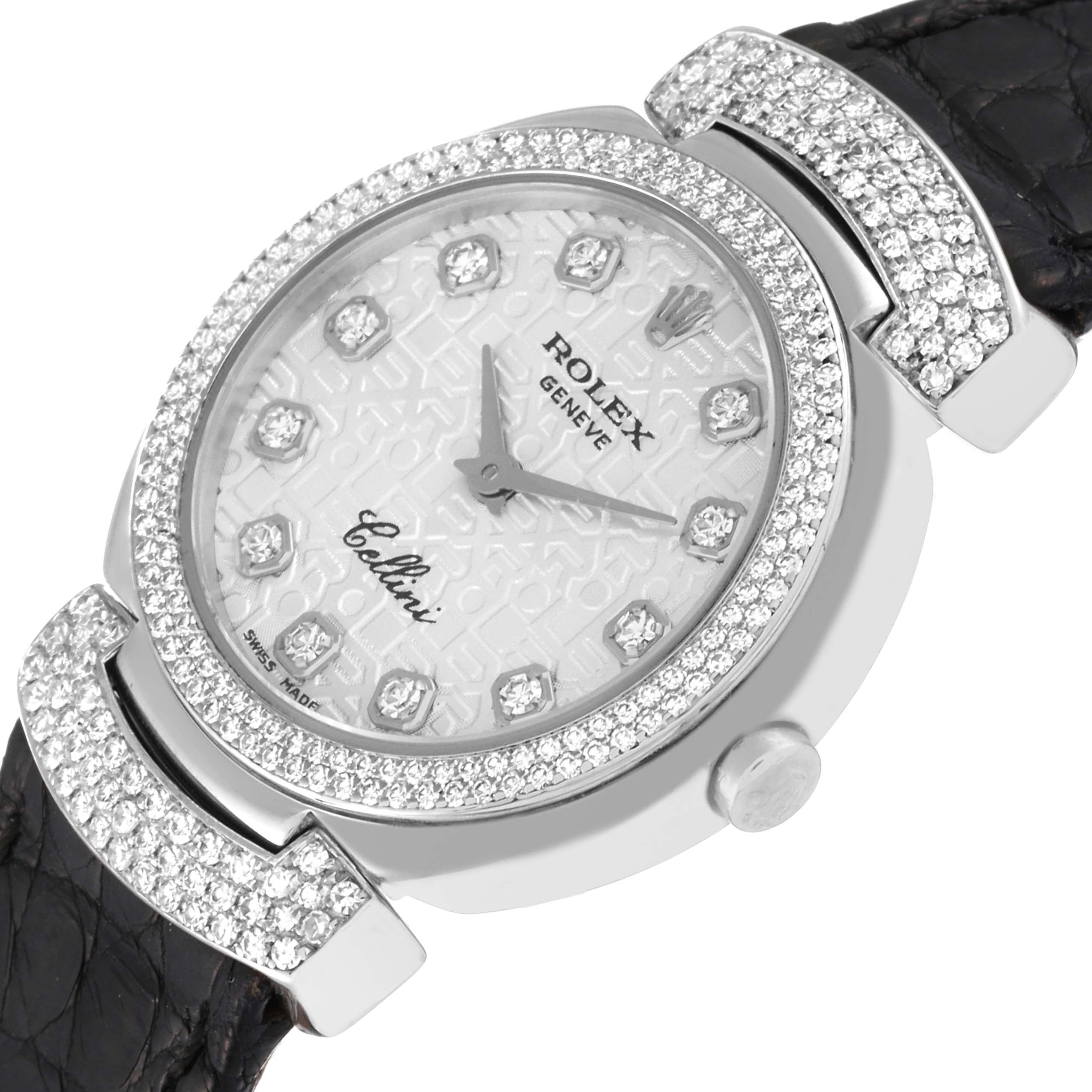 Rolex Cellini Cellissima 26mm White Gold Diamond Ladies Watch 6673