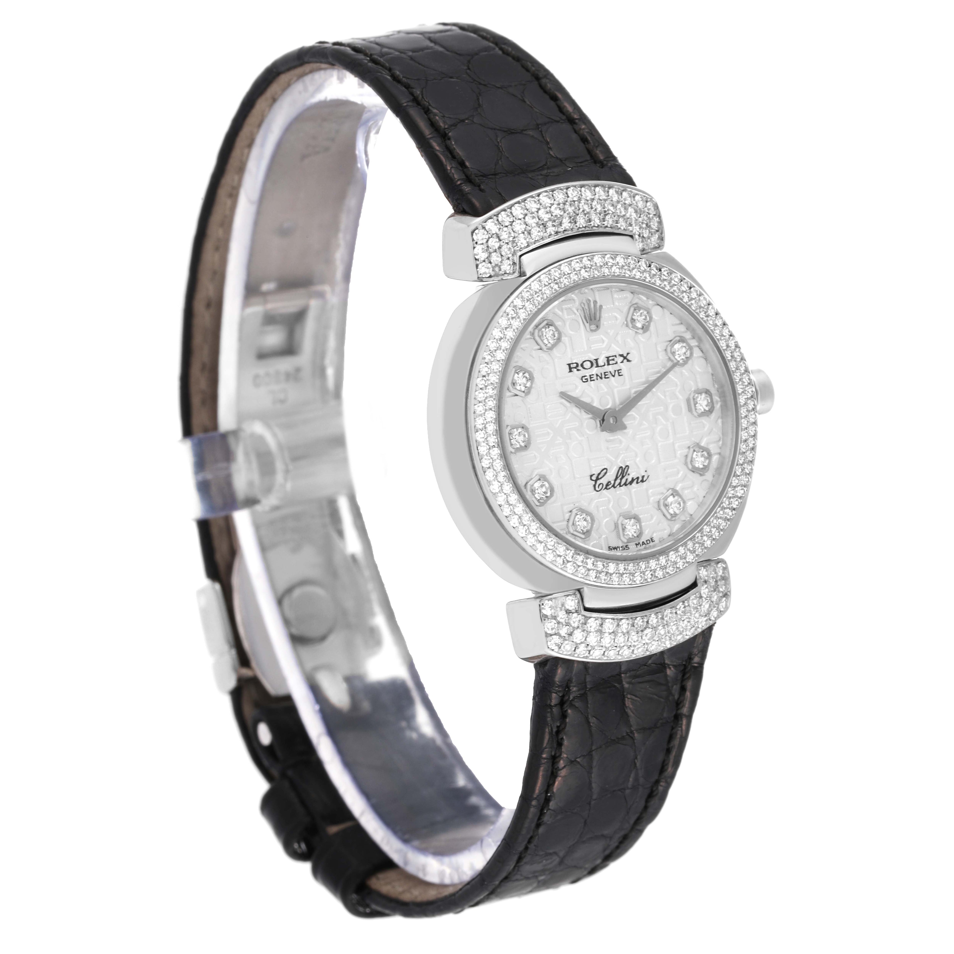 Rolex Cellini Cellissima 26mm White Gold Diamond Ladies Watch 6673