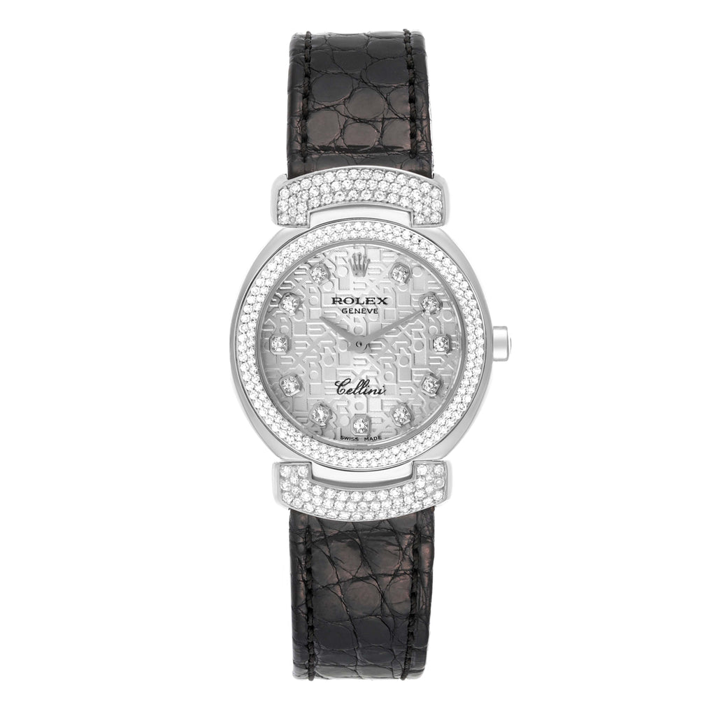 Rolex Cellini Cellissima 26mm White Gold Diamond Ladies Watch 6673
