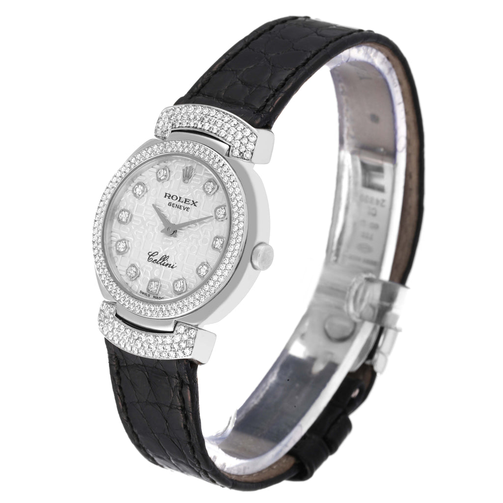 Rolex Cellini Cellissima 26mm White Gold Diamond Ladies Watch 6673