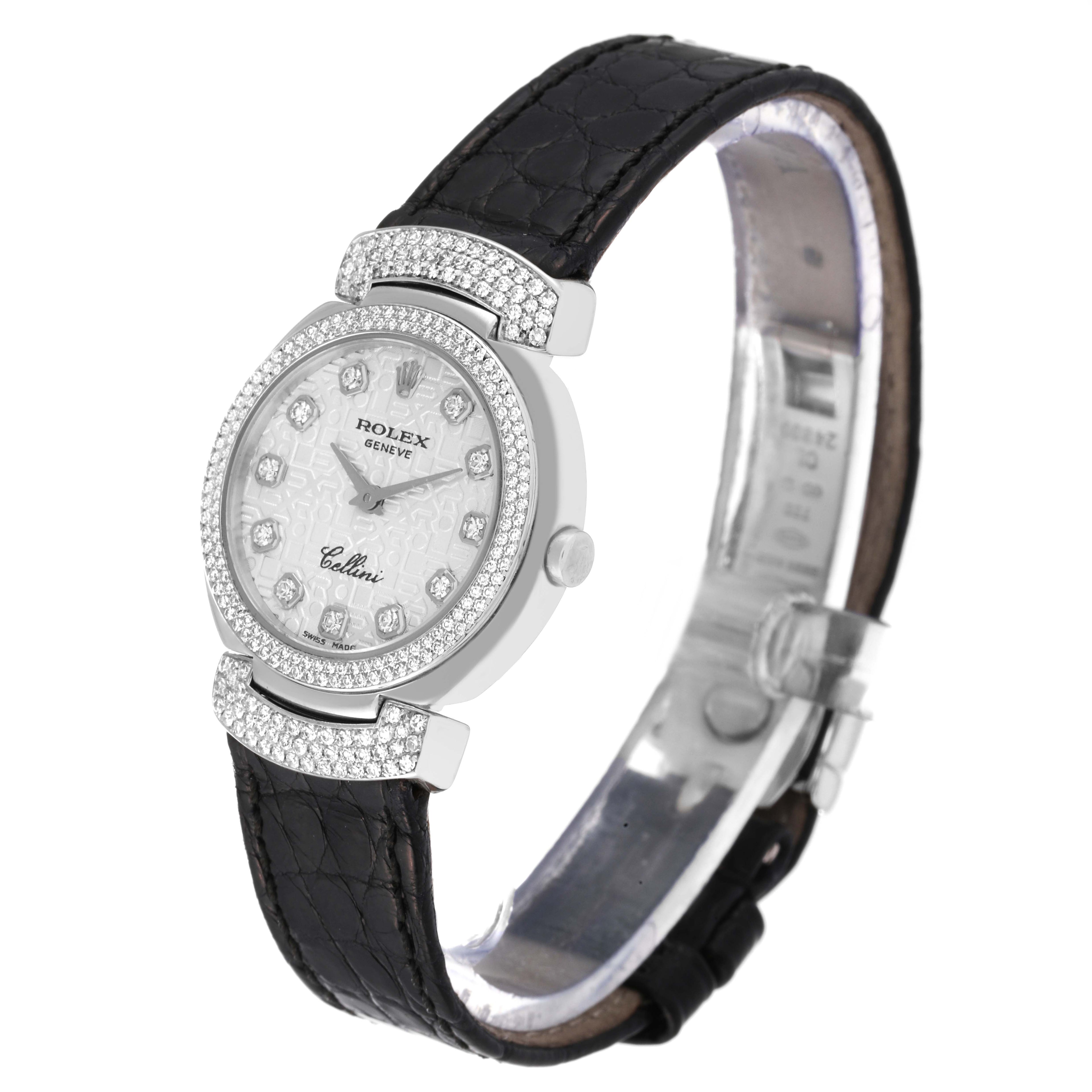 Rolex Cellini Cellissima 26mm White Gold Diamond Ladies Watch 6673
