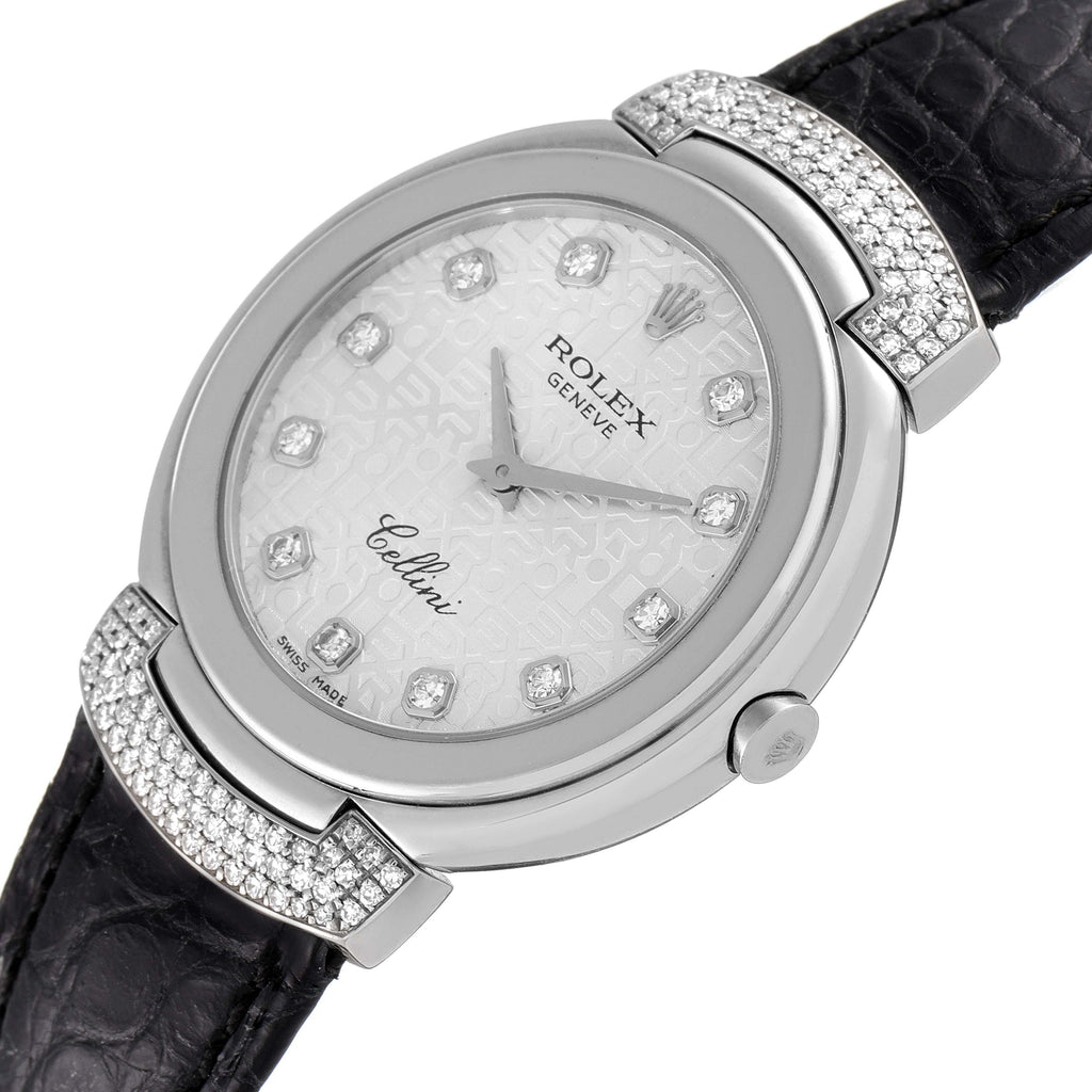 Rolex Cellini Cellissima 33mm White Gold Diamond Ladies Watch 6682 Box Papers