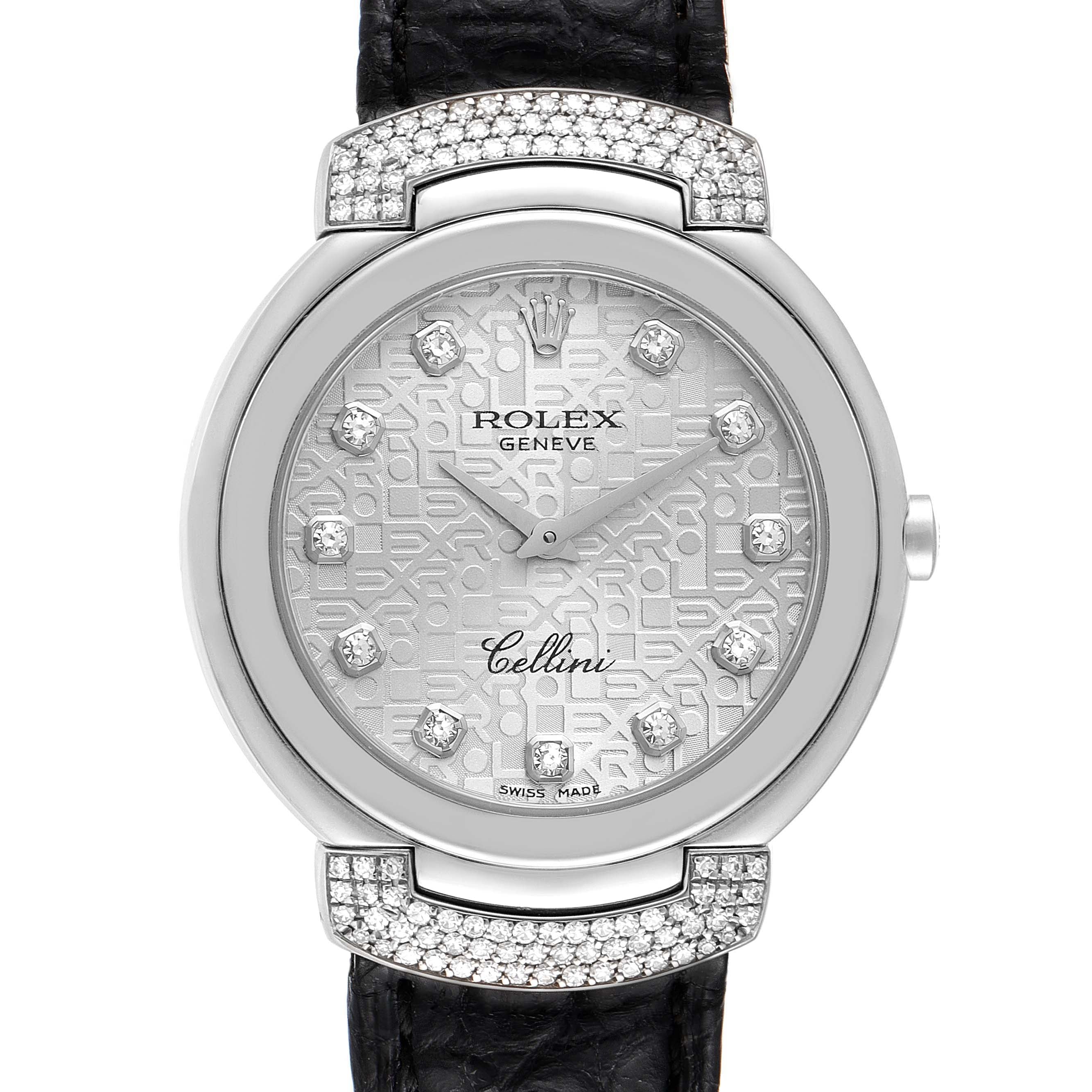 Rolex Cellini Cellissima 33mm White Gold Diamond Ladies Watch 6682 Box Papers