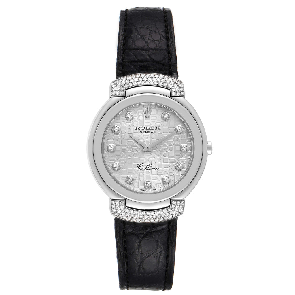 Rolex Cellini Cellissima 33mm White Gold Diamond Ladies Watch 6682 Box Papers