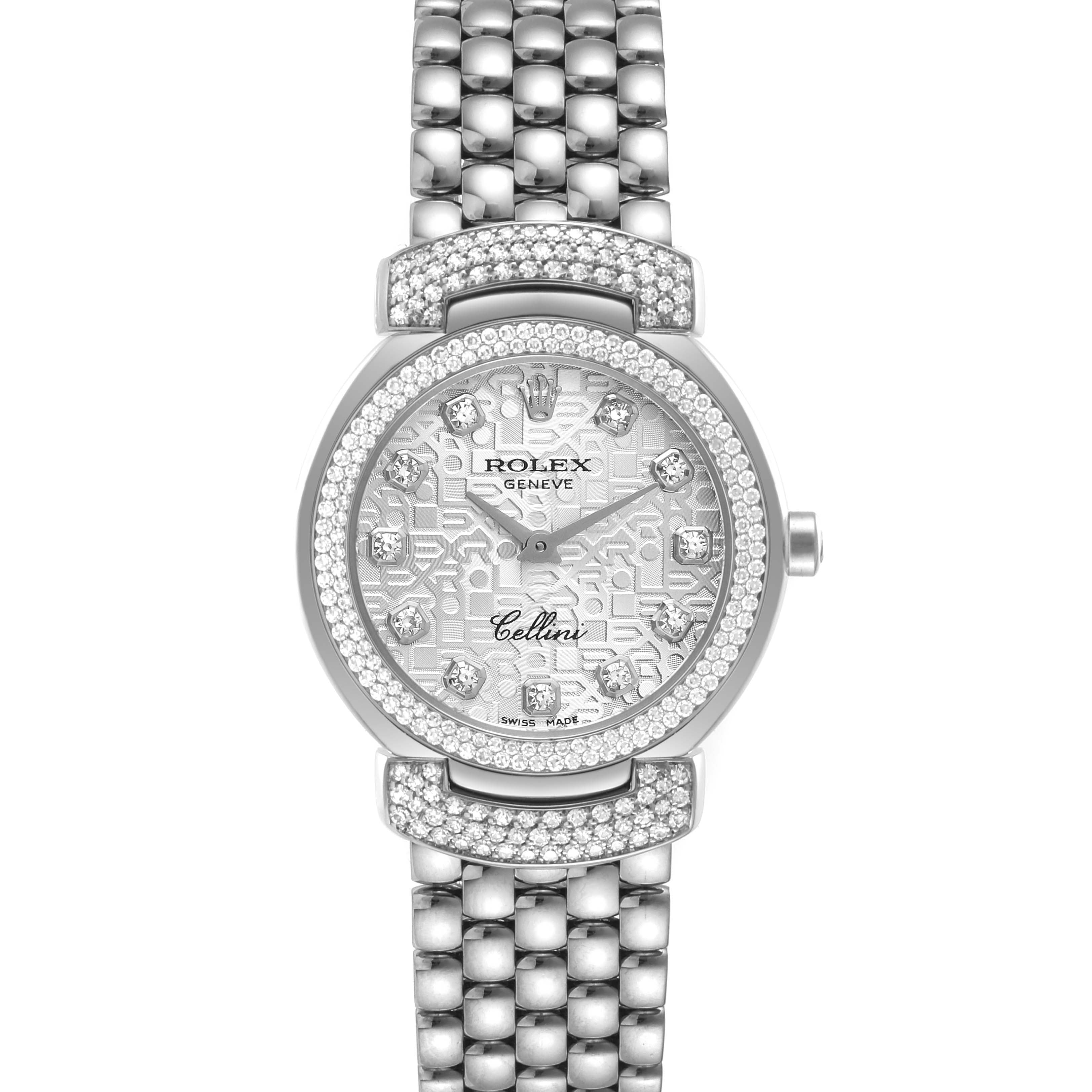 Rolex Cellini Cellissima Silver Dial Diamond Ladies Watch 6673 Box Card
