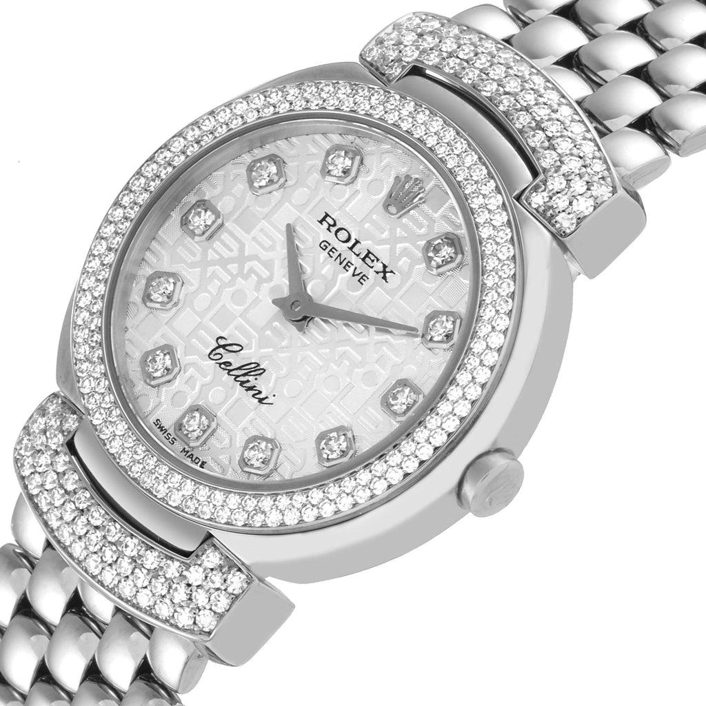 Rolex Cellini Cellissima Silver Dial Diamond Ladies Watch 6673 Box Card