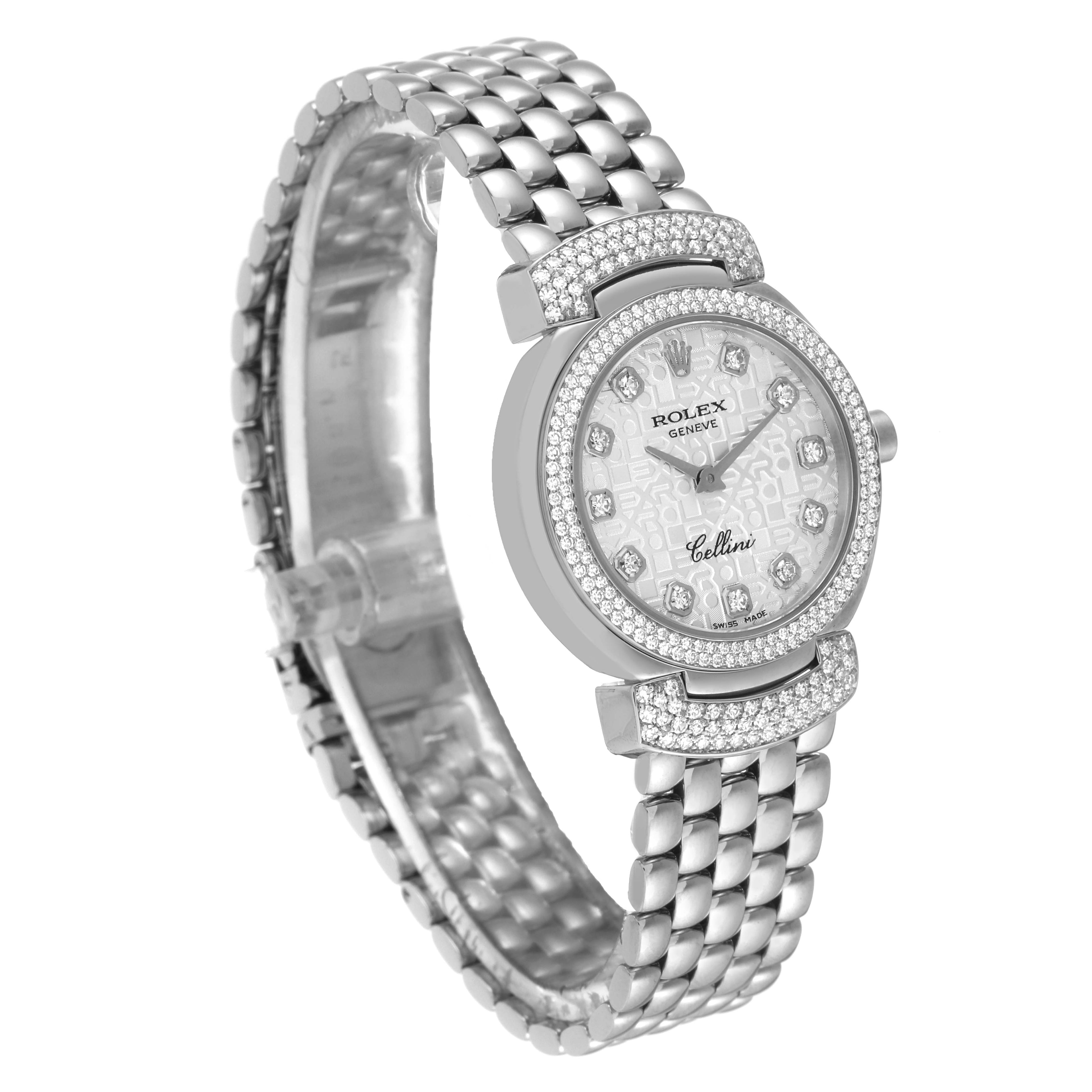 Rolex Cellini Cellissima Silver Dial Diamond Ladies Watch 6673 Box Card
