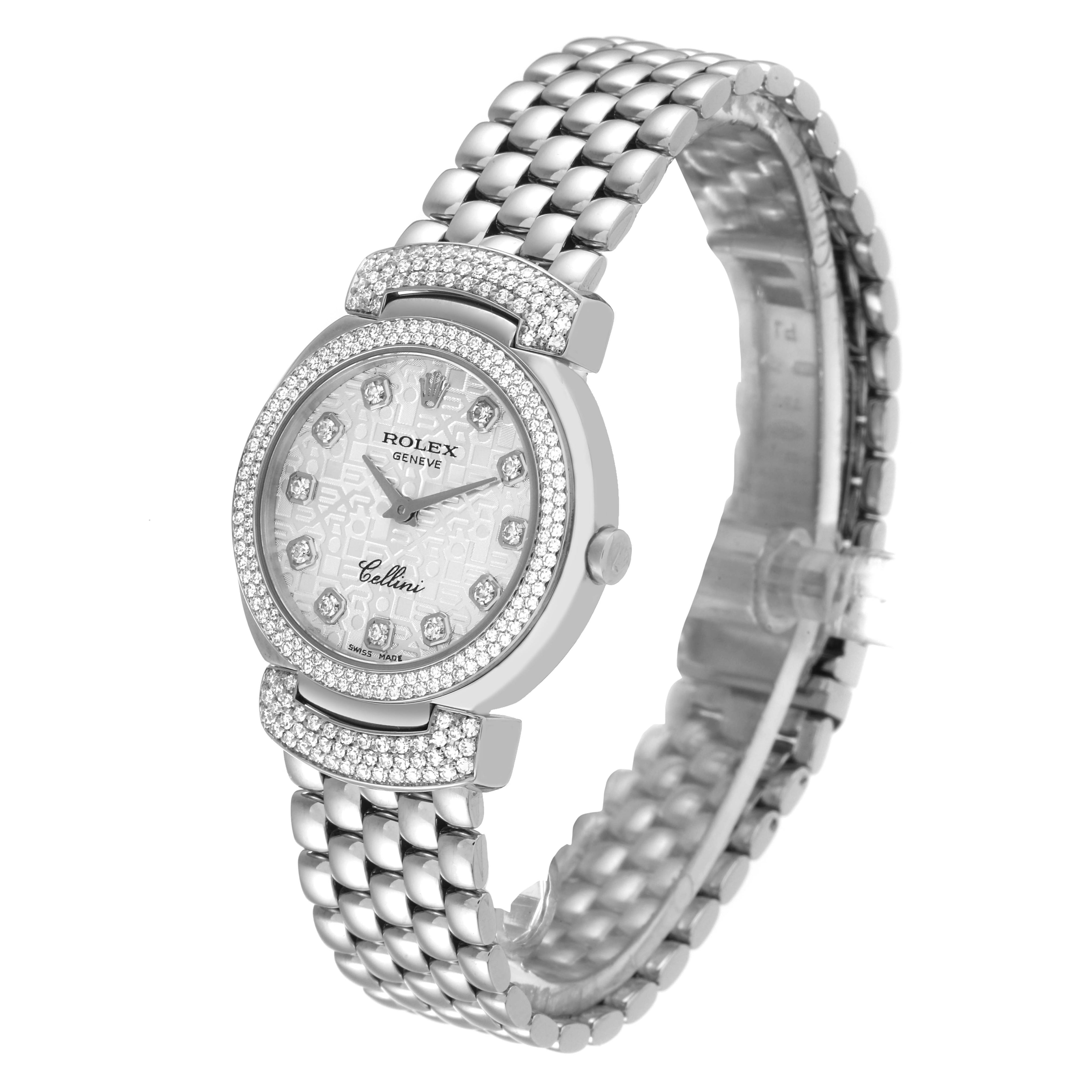 Rolex Cellini Cellissima Silver Dial Diamond Ladies Watch 6673 Box Card