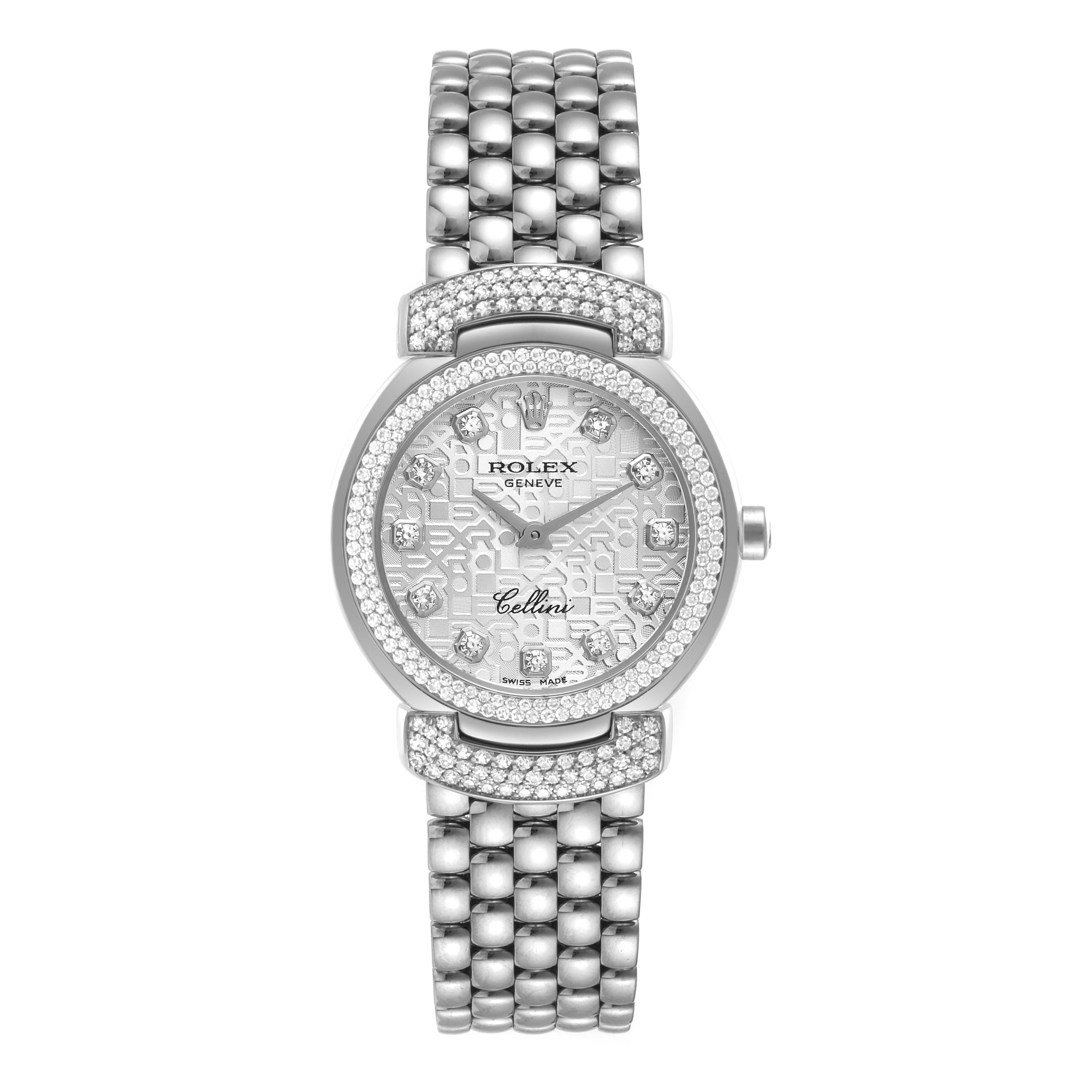 Rolex Cellini Cellissima Silver Dial Diamond Ladies Watch 6673 Box Card