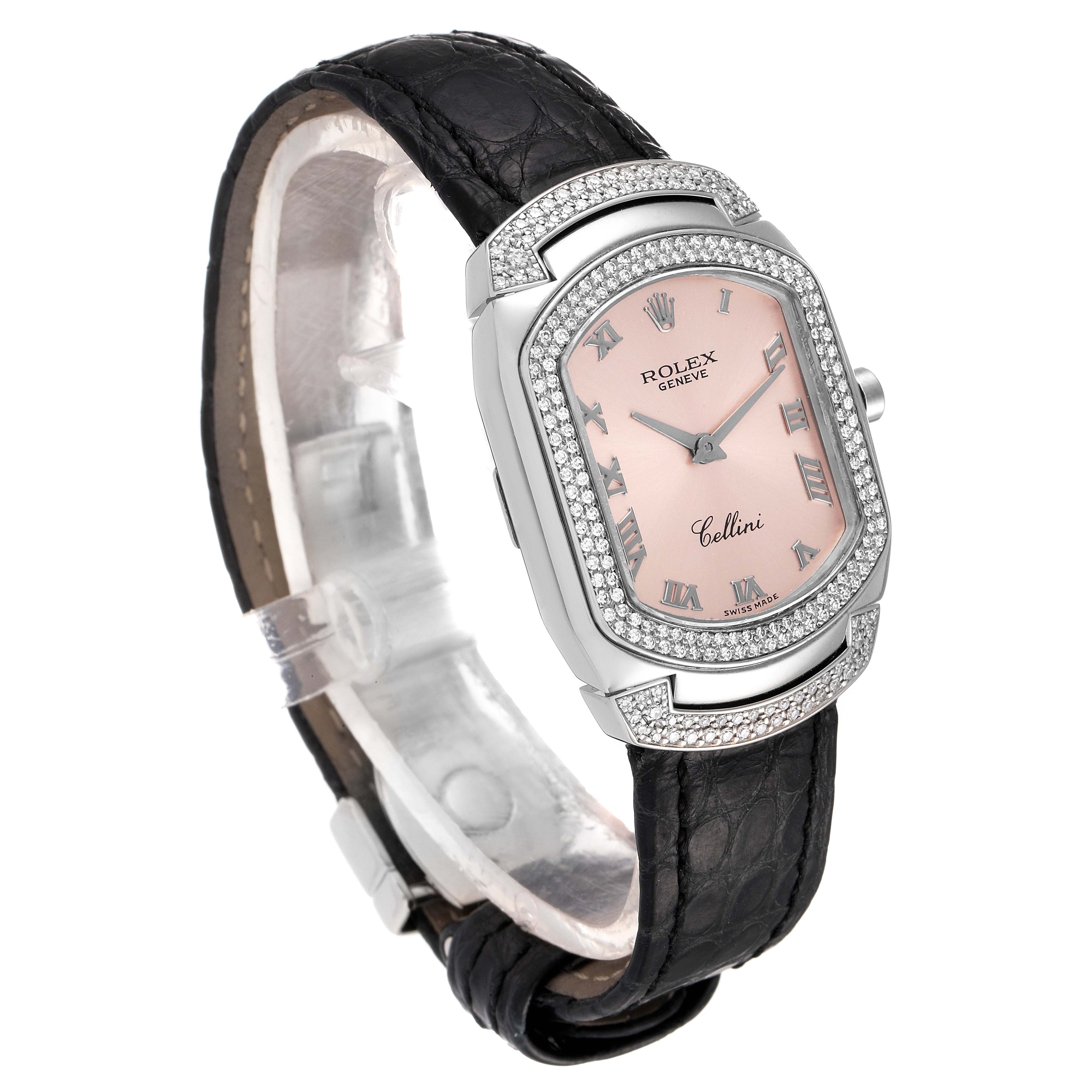Rolex Cellini Cellissima White Gold 222 Diamonds Rose Dial Ladies Watch 6693