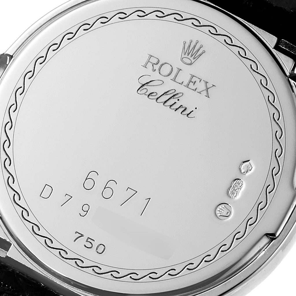 Rolex Cellini Cellissima White Gold Diamond Rose Dial Ladies Watch 6671