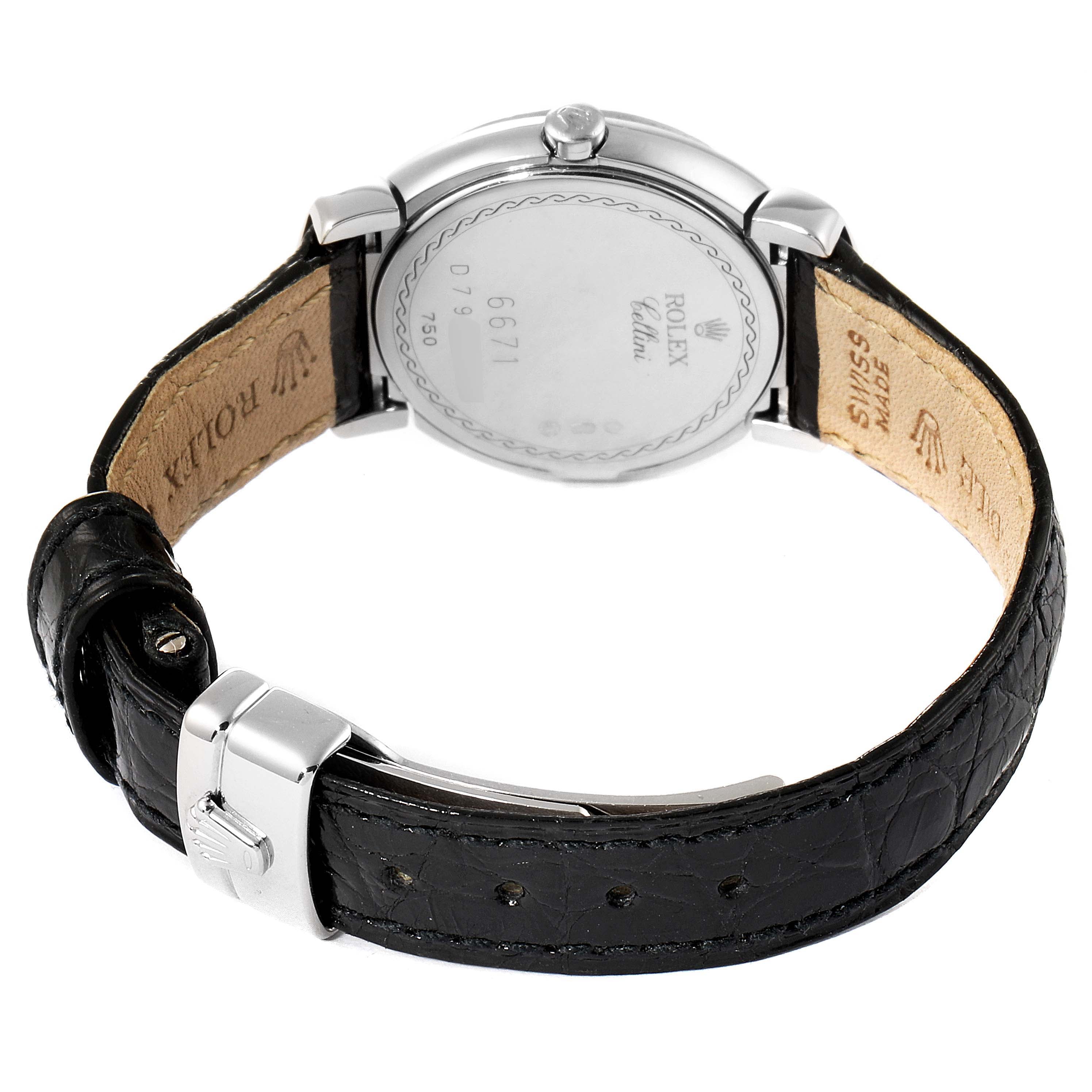 Rolex Cellini Cellissima White Gold Diamond Rose Dial Ladies Watch 6671