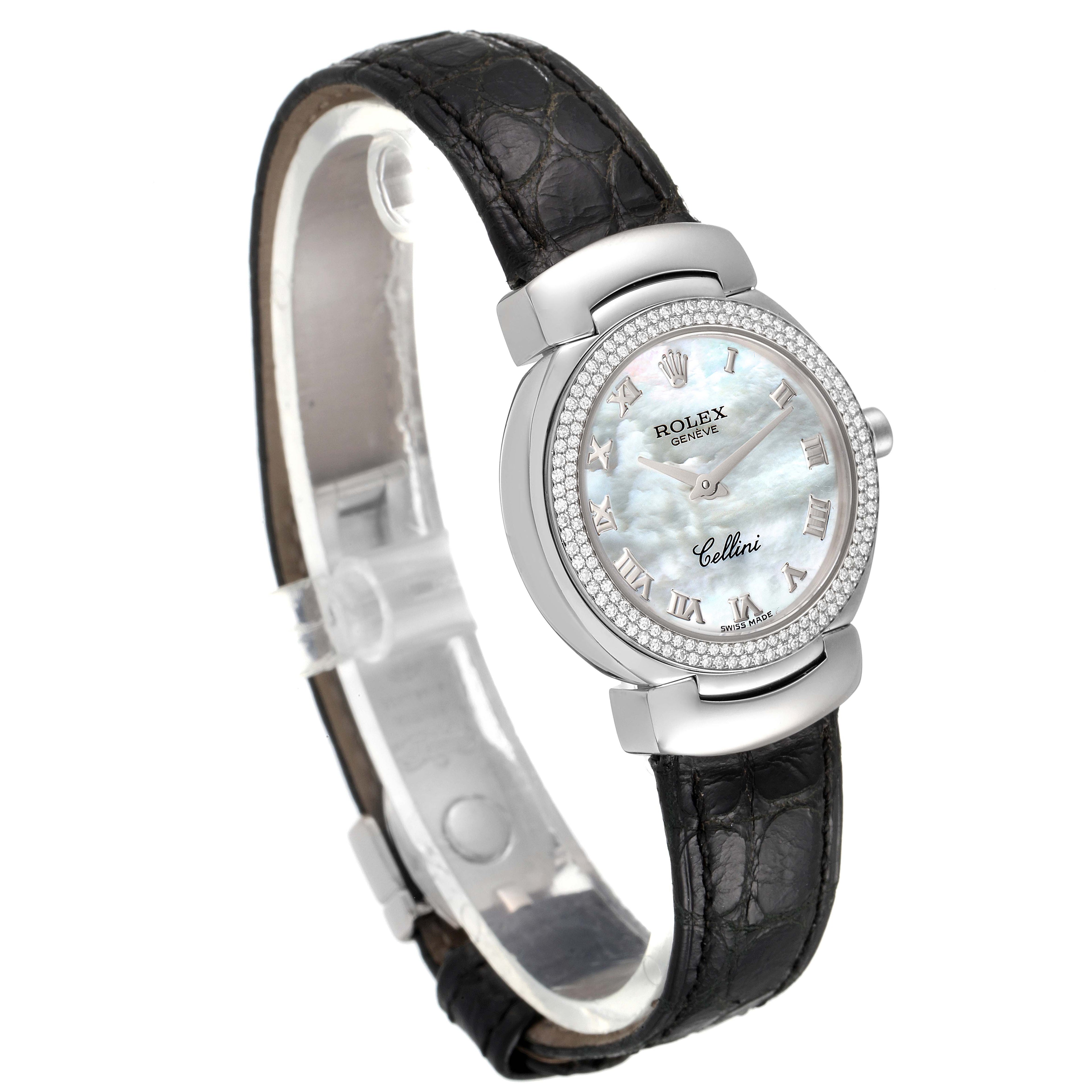Rolex Cellini Cellissima White Gold MOP Dial Diamond Ladies Watch 6671