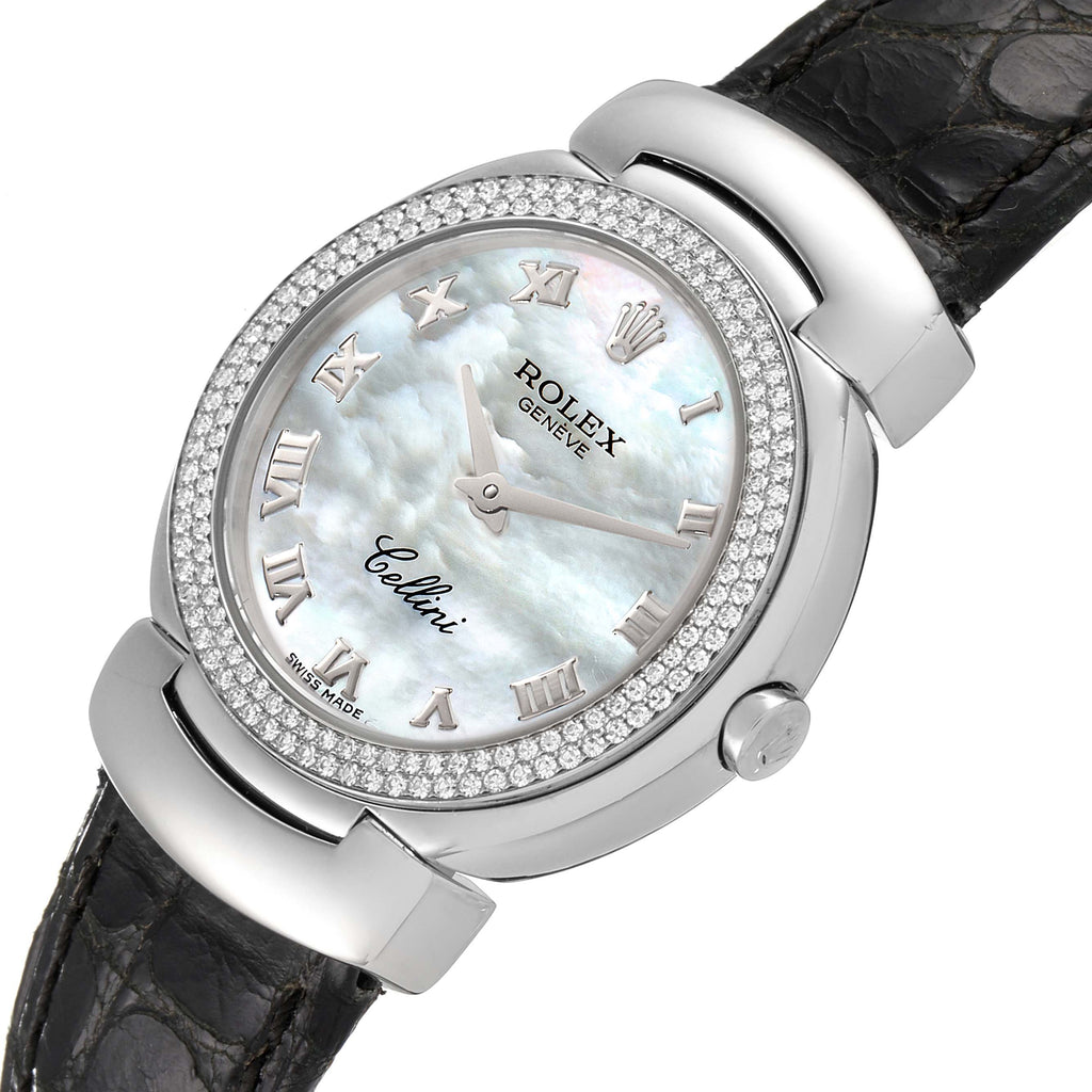 Rolex Cellini Cellissima White Gold MOP Dial Diamond Ladies Watch 6671
