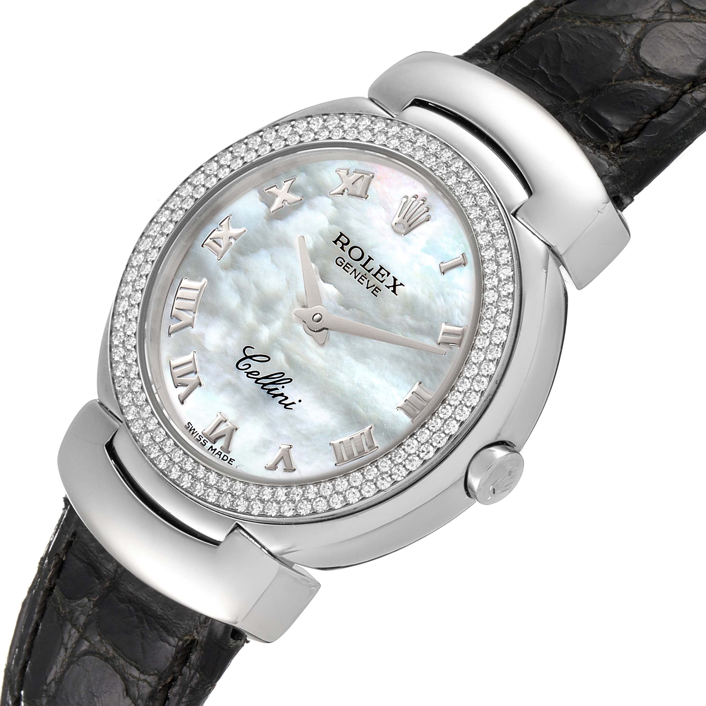 Rolex Cellini Cellissima White Gold MOP Dial Diamond Ladies Watch 6671