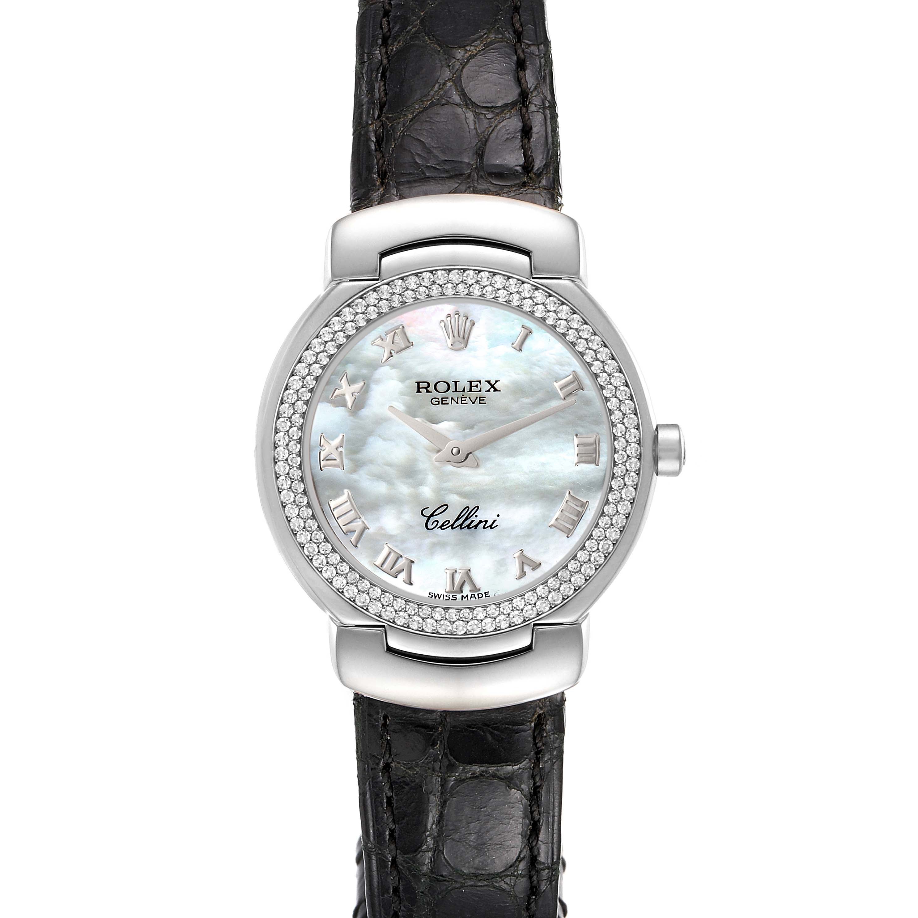 Rolex Cellini Cellissima White Gold MOP Dial Diamond Ladies Watch 6671