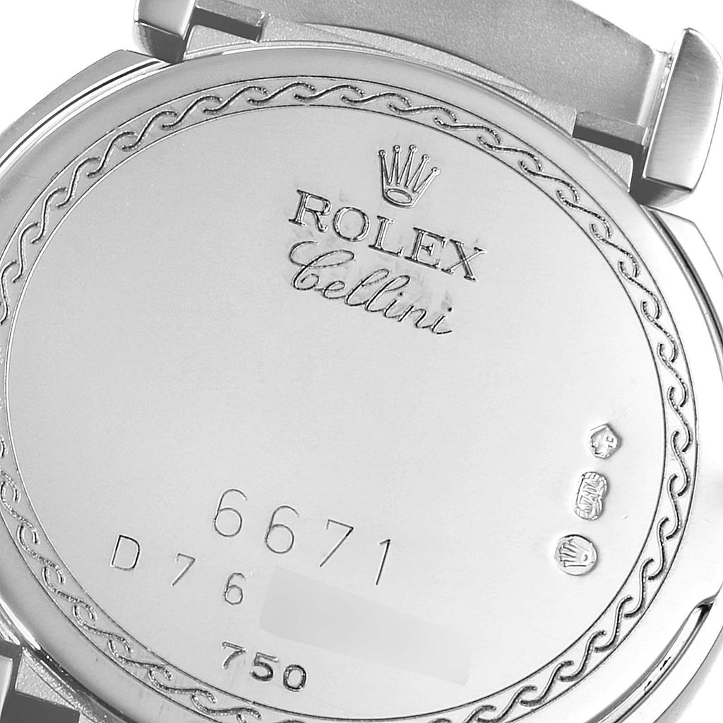 Rolex Cellini Cellissima White Gold MOP Dial Diamond Ladies Watch 6671
