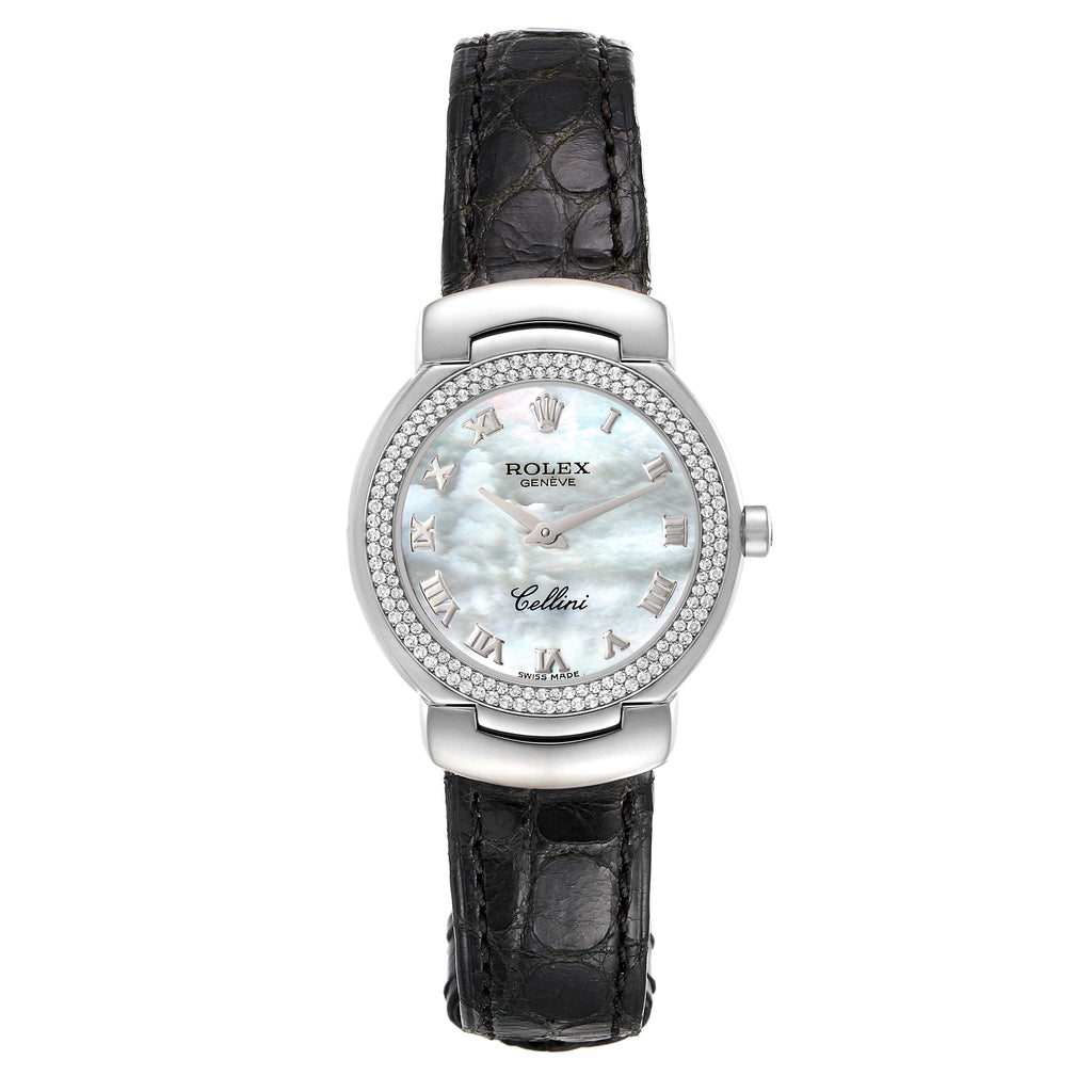 Rolex Cellini Cellissima White Gold MOP Dial Diamond Ladies Watch 6671