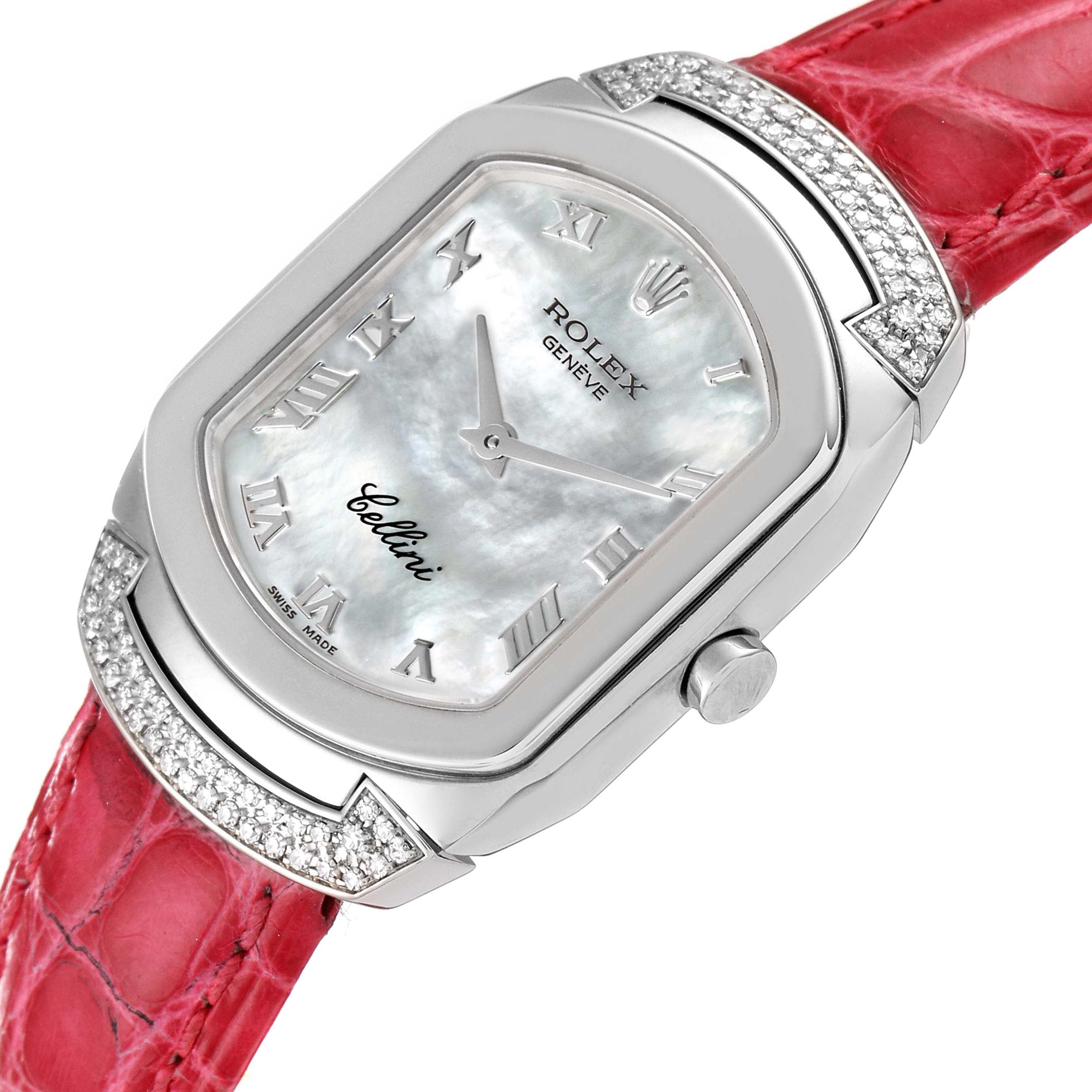 Rolex Cellini Cellissima White Gold MOP Dial Diamond Ladies Watch 6692