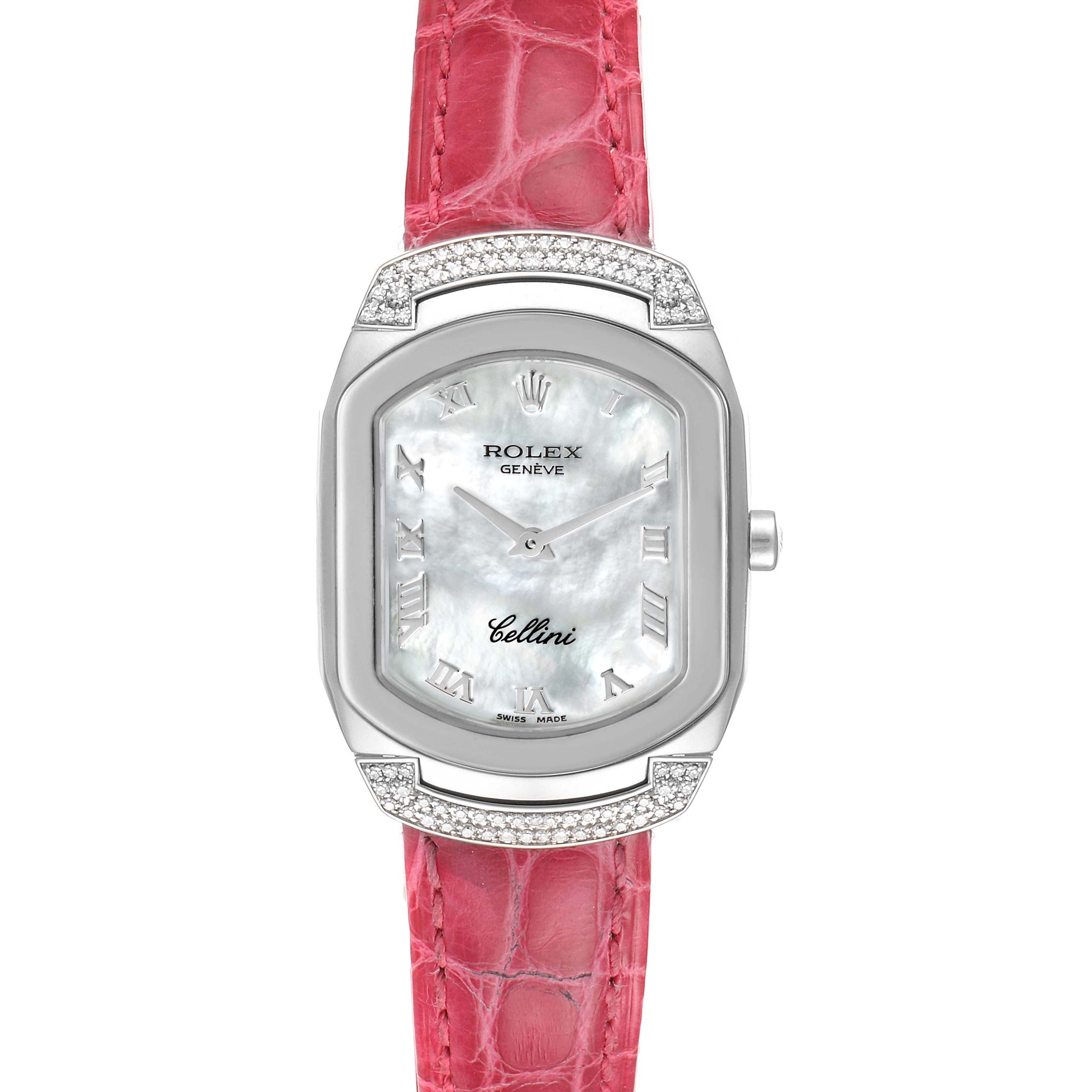 Rolex Cellini Cellissima White Gold MOP Dial Diamond Ladies Watch 6692