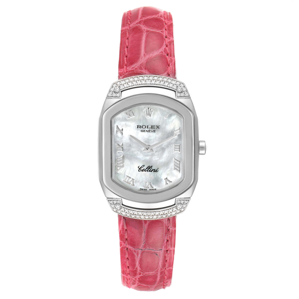 Rolex Cellini Cellissima White Gold MOP Dial Diamond Ladies Watch 6692