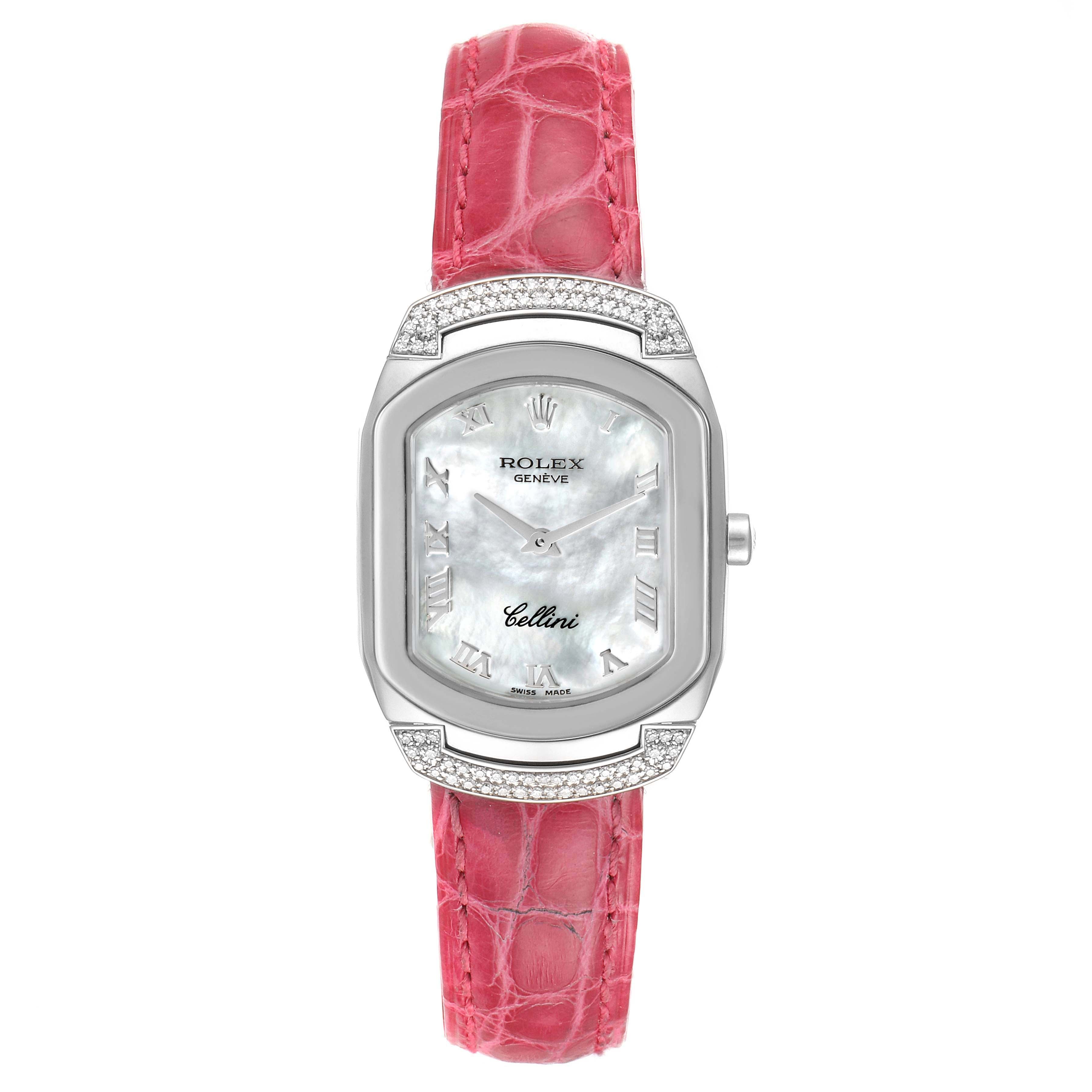 Rolex Cellini Cellissima White Gold MOP Dial Diamond Ladies Watch 6692