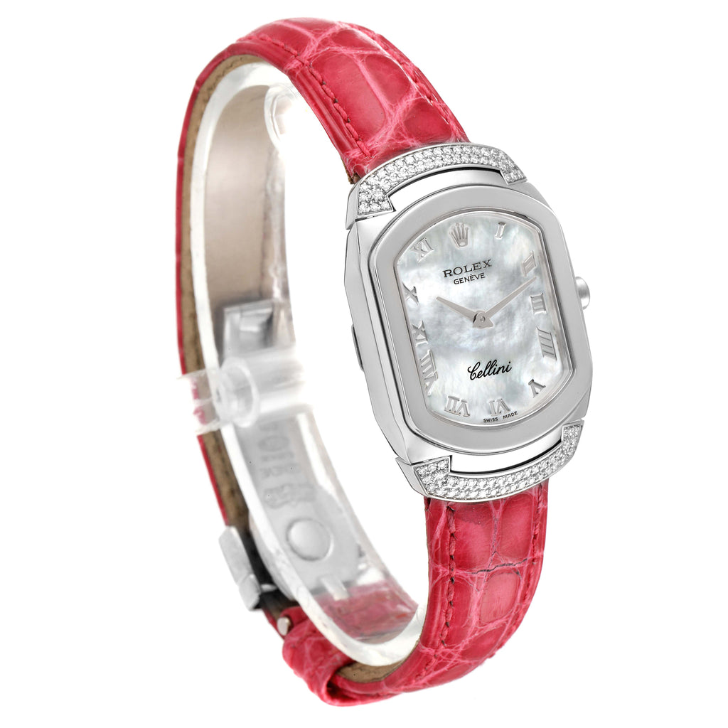 Rolex Cellini Cellissima White Gold MOP Dial Diamond Ladies Watch 6692