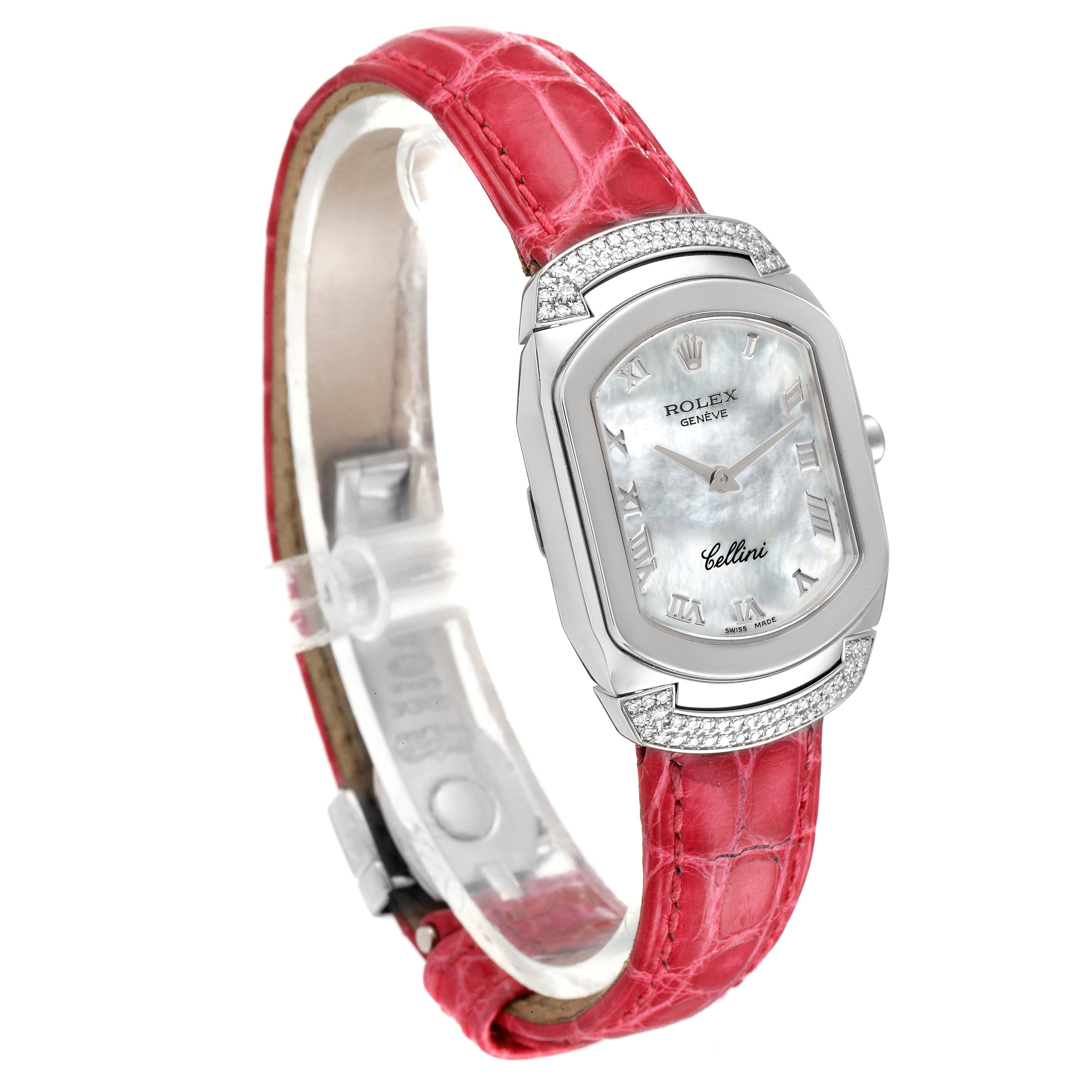 Rolex Cellini Cellissima White Gold MOP Dial Diamond Ladies Watch 6692