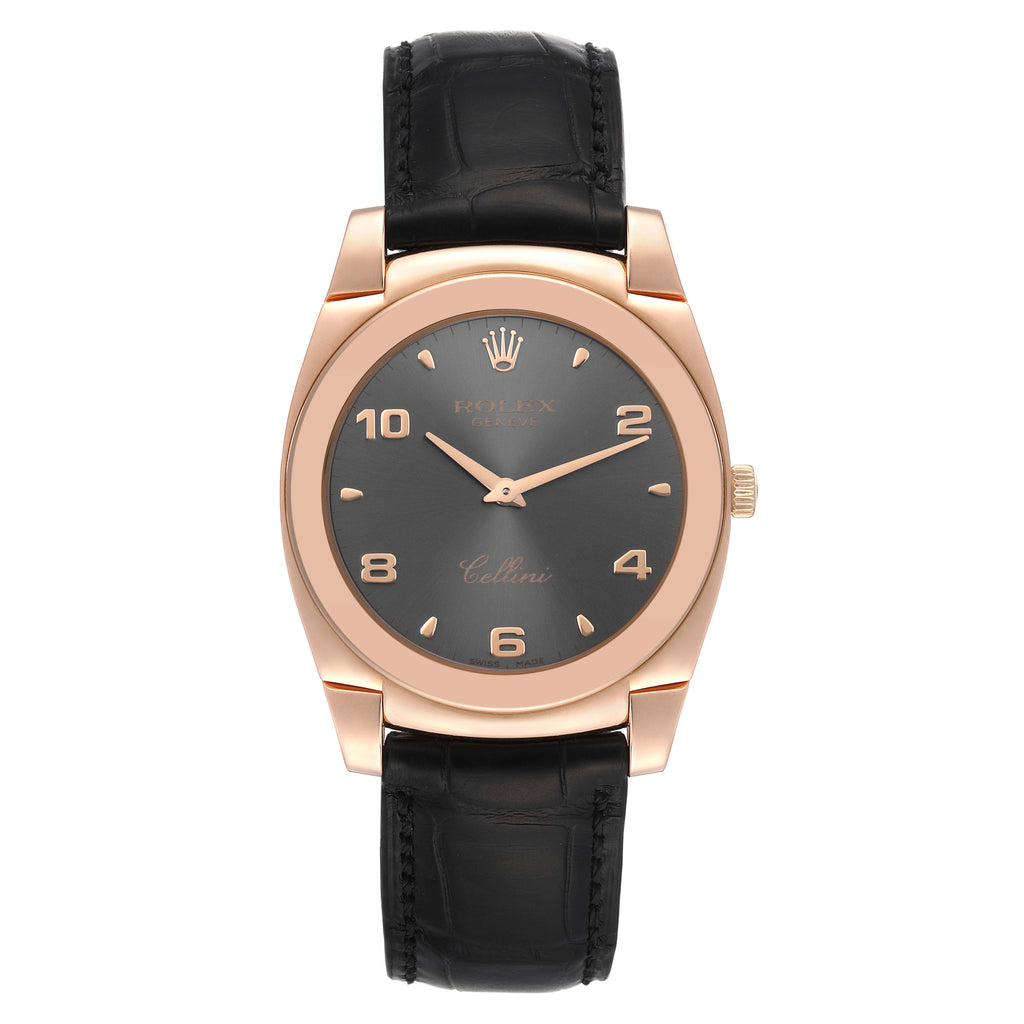 Rolex Cellini Cestello 18K Rose Gold Slate Dial Mens Watch 5330